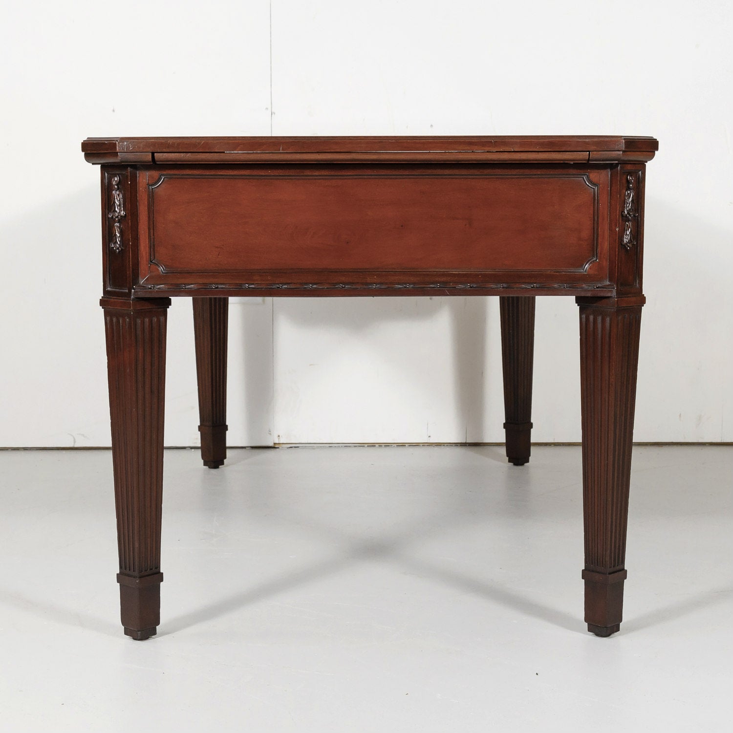 19th Century French Louis XVI Style Walnut Bureau Plat or Desk with Leather Top 