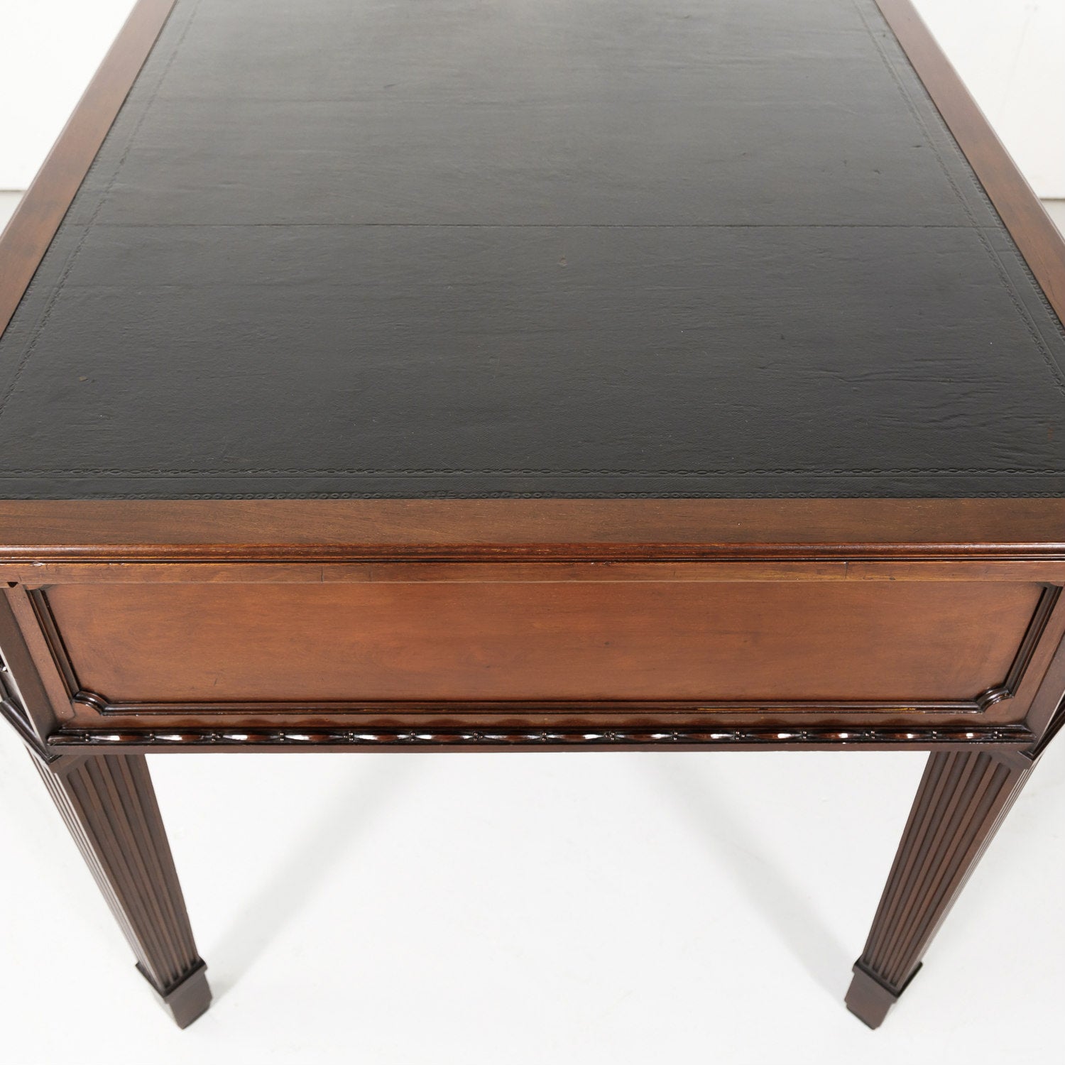 19th Century French Louis XVI Style Walnut Bureau Plat or Desk with Leather Top 