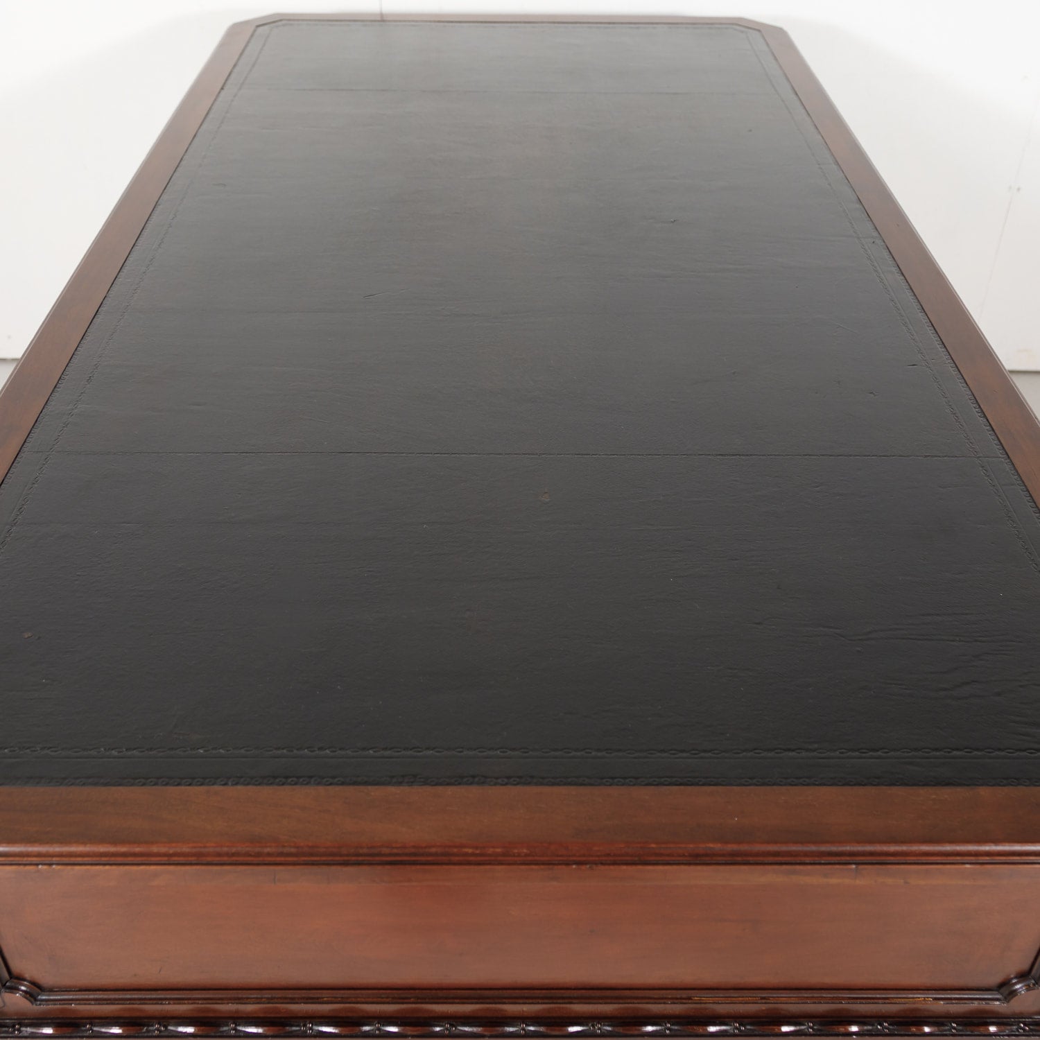 19th Century French Louis XVI Style Walnut Bureau Plat or Desk with Leather Top 