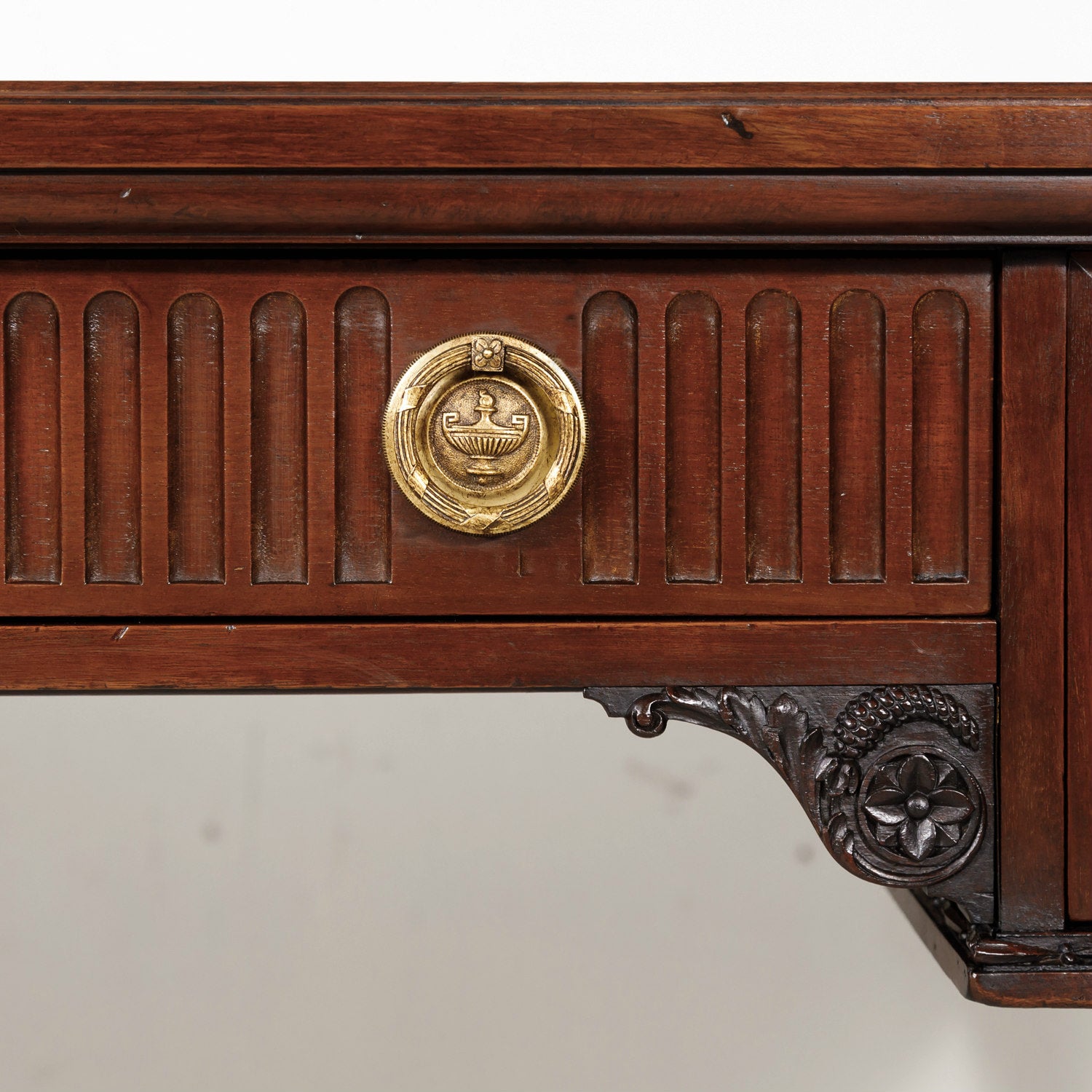 19th Century French Louis XVI Style Walnut Bureau Plat or Desk with Leather Top 