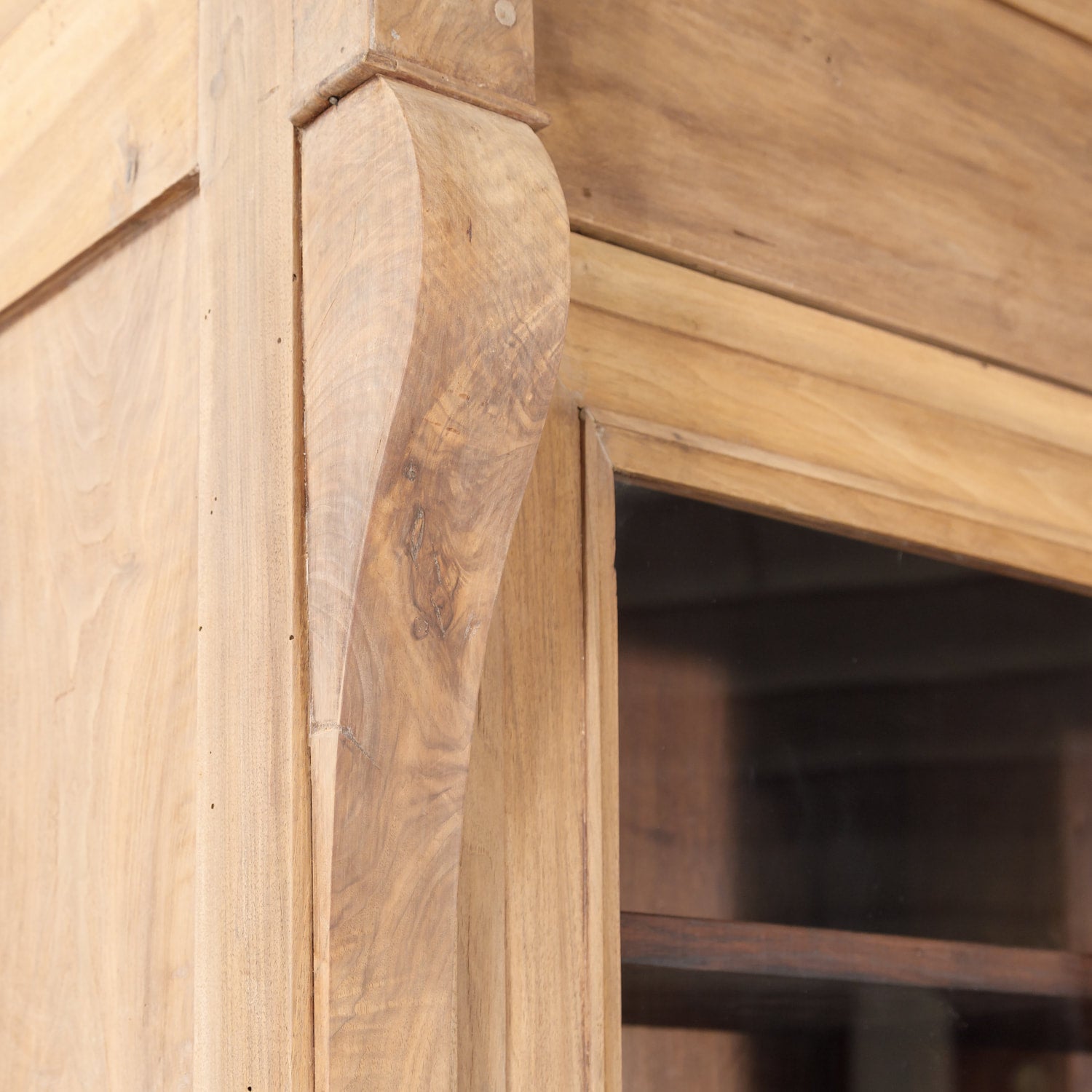19th Century French Restauration Period Bleached Walnut Bibliotheque or Bookcase