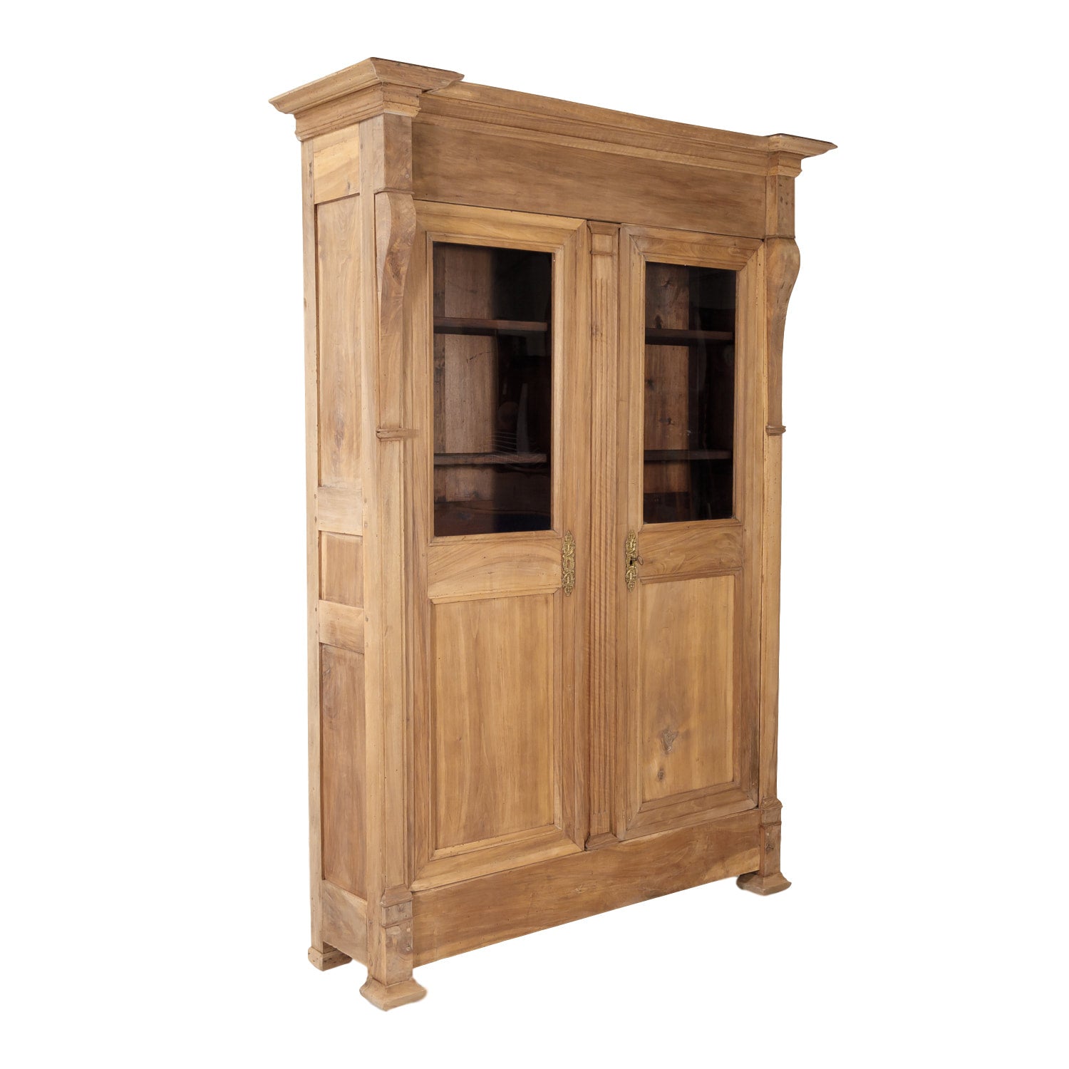 19th Century French Restauration Period Bleached Walnut Bibliotheque or Bookcase