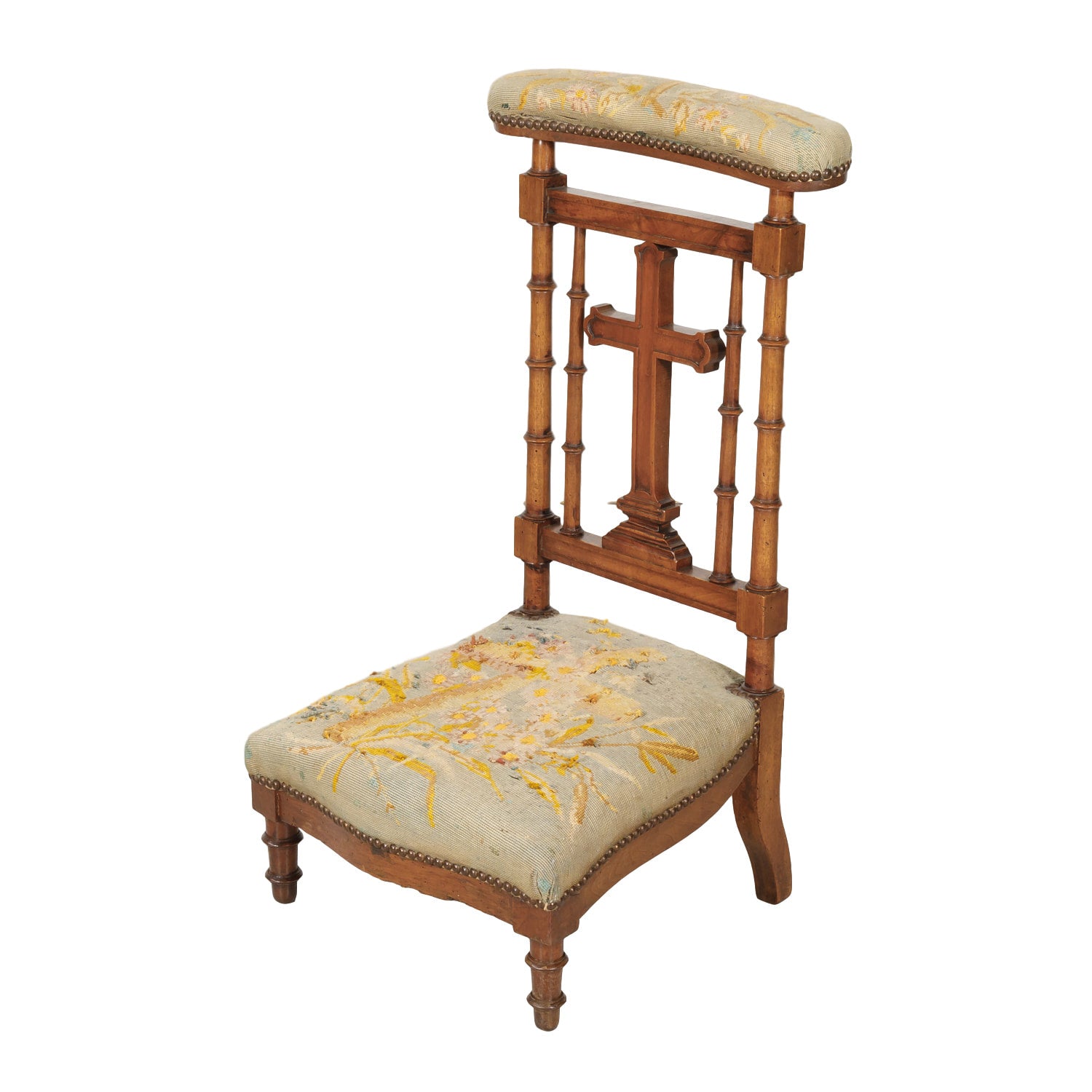 19th Century French Napoleon III Period Prie Dieu or Prayer Chair with Original Needlepoint 