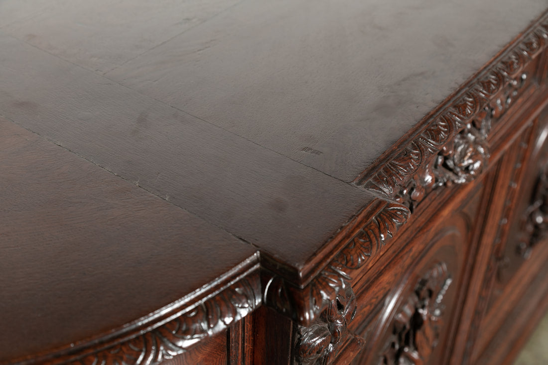 Exceptional 19th Century French Louis XIII Demilune Hunt Enfilade Buffet