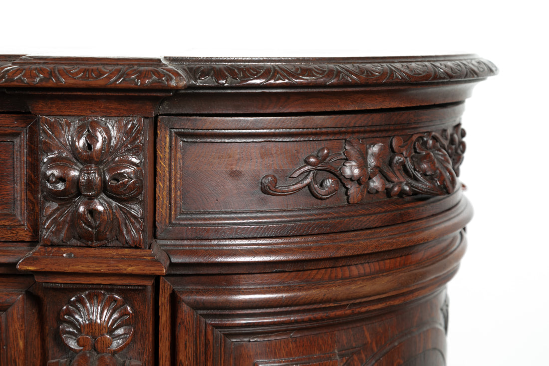 Exceptional 19th Century French Louis XIII Demilune Hunt Enfilade Buffet