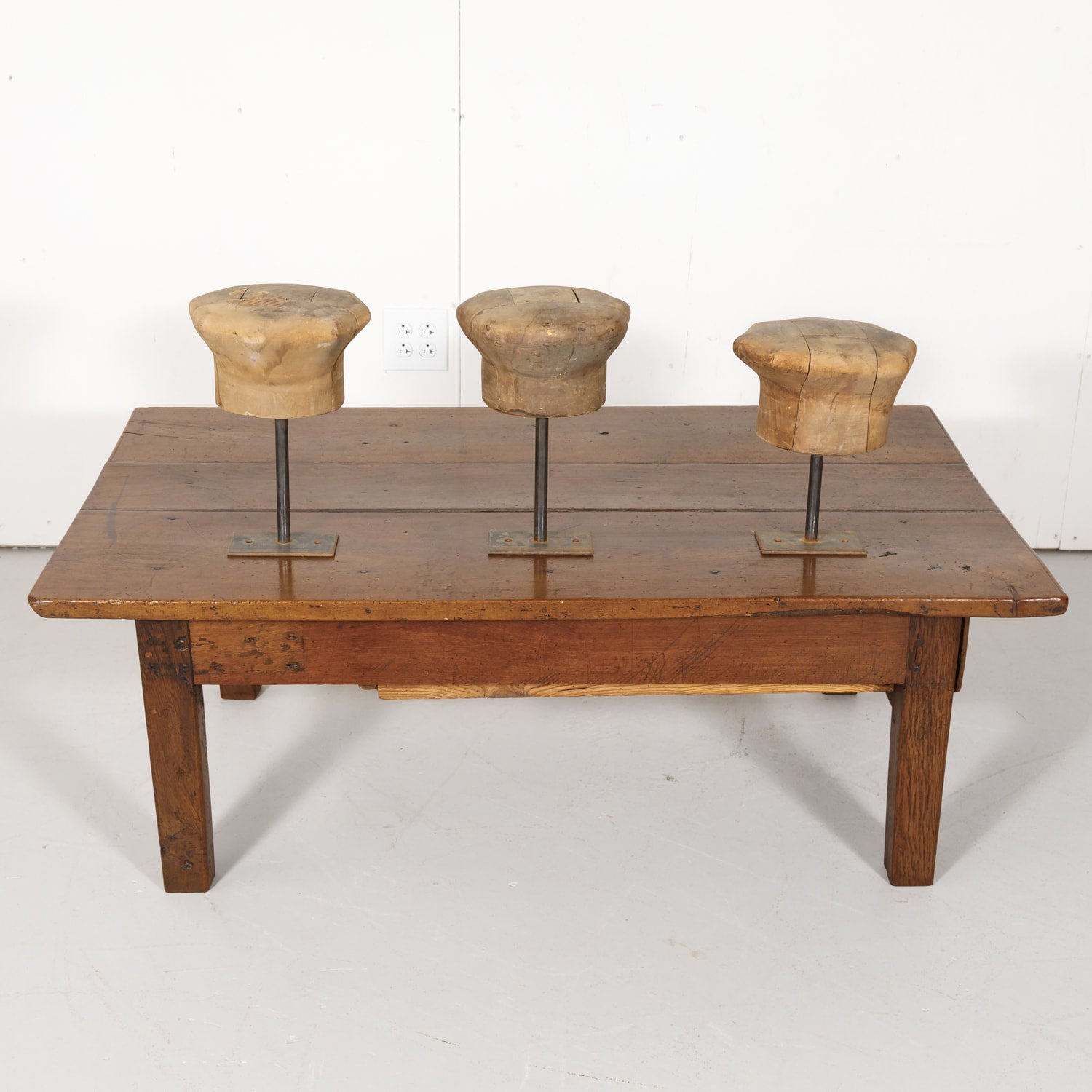 Antique Wooden French Hat Molds or Blocks, Set of 3
