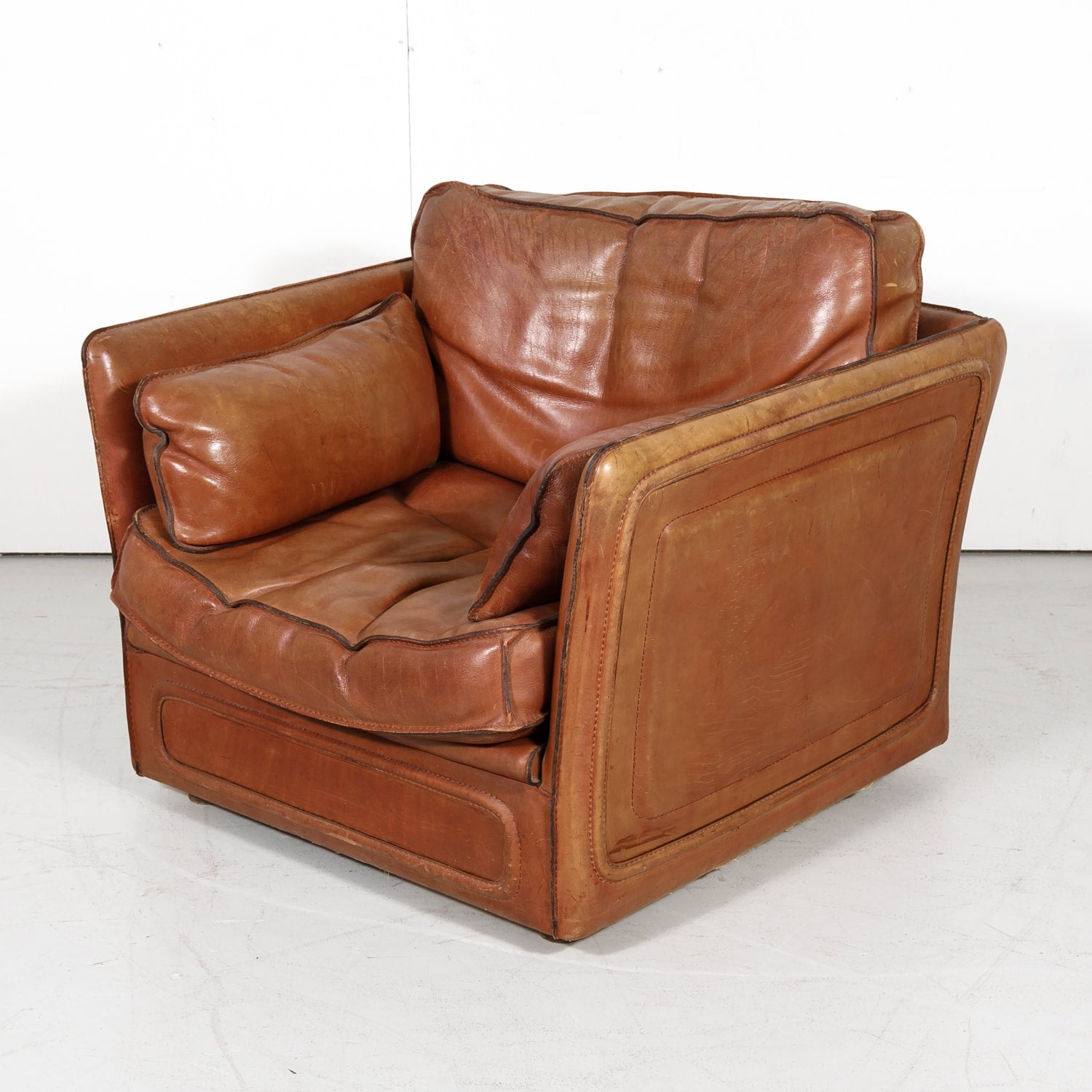 Vintage 1970s Italian Leather Club Chair