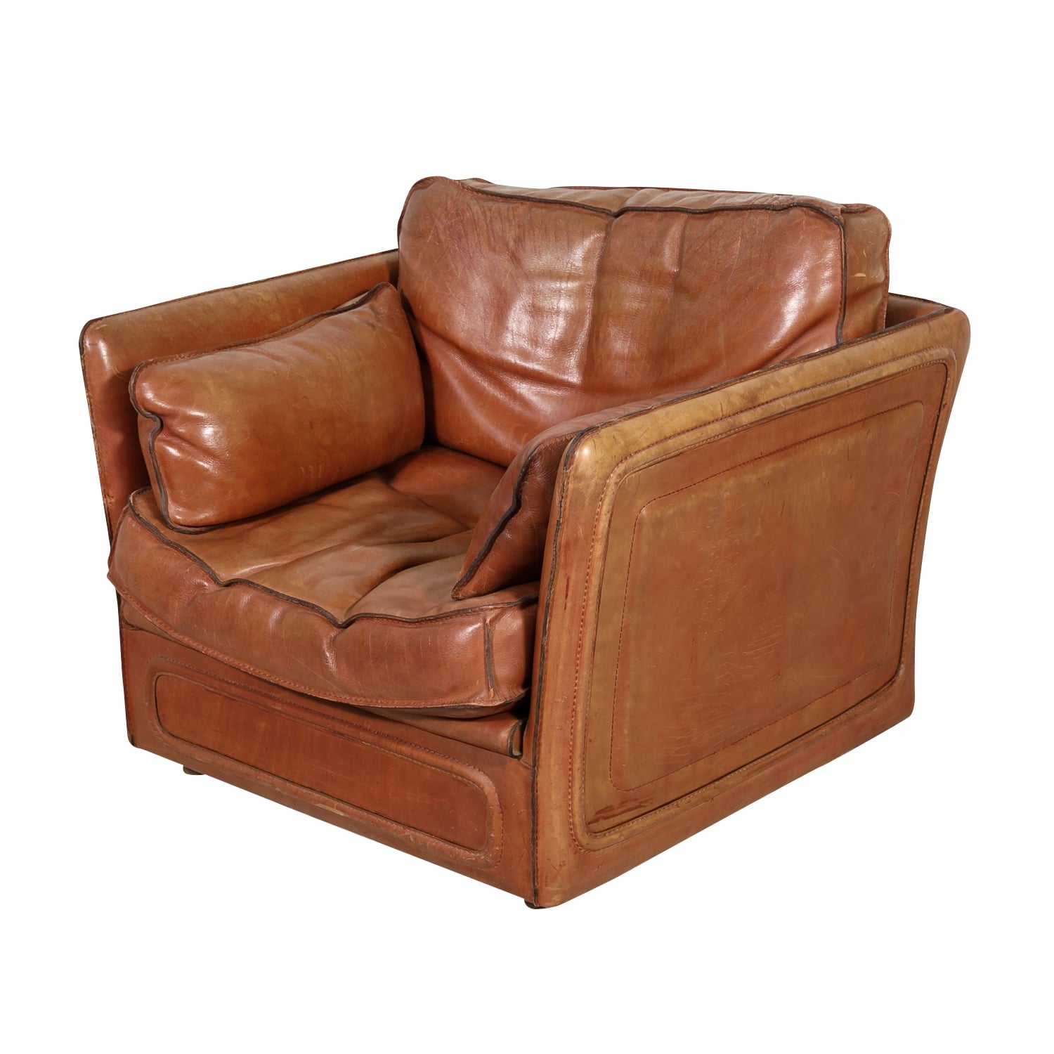 Vintage 1970s Italian Leather Club Chair