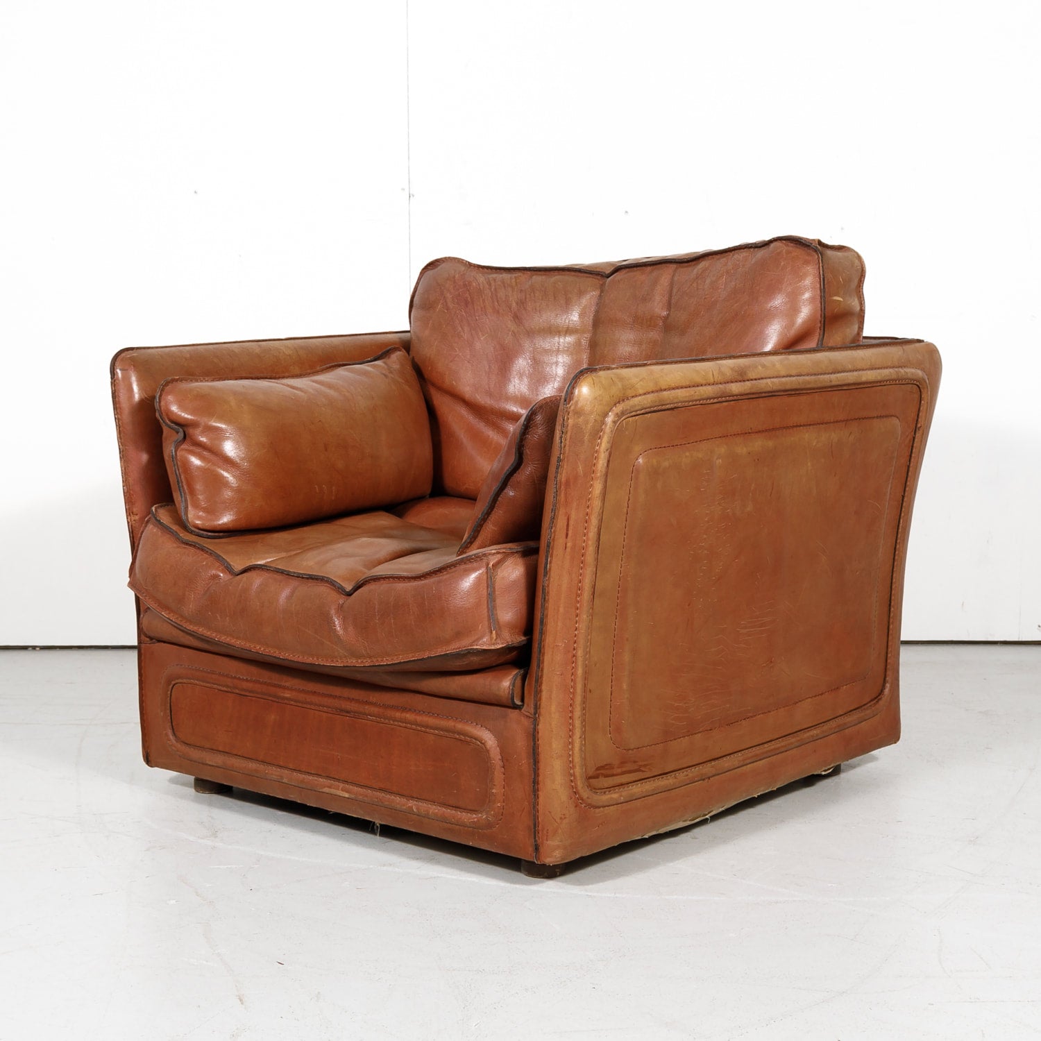 Vintage 1970s Italian Leather Club Chair