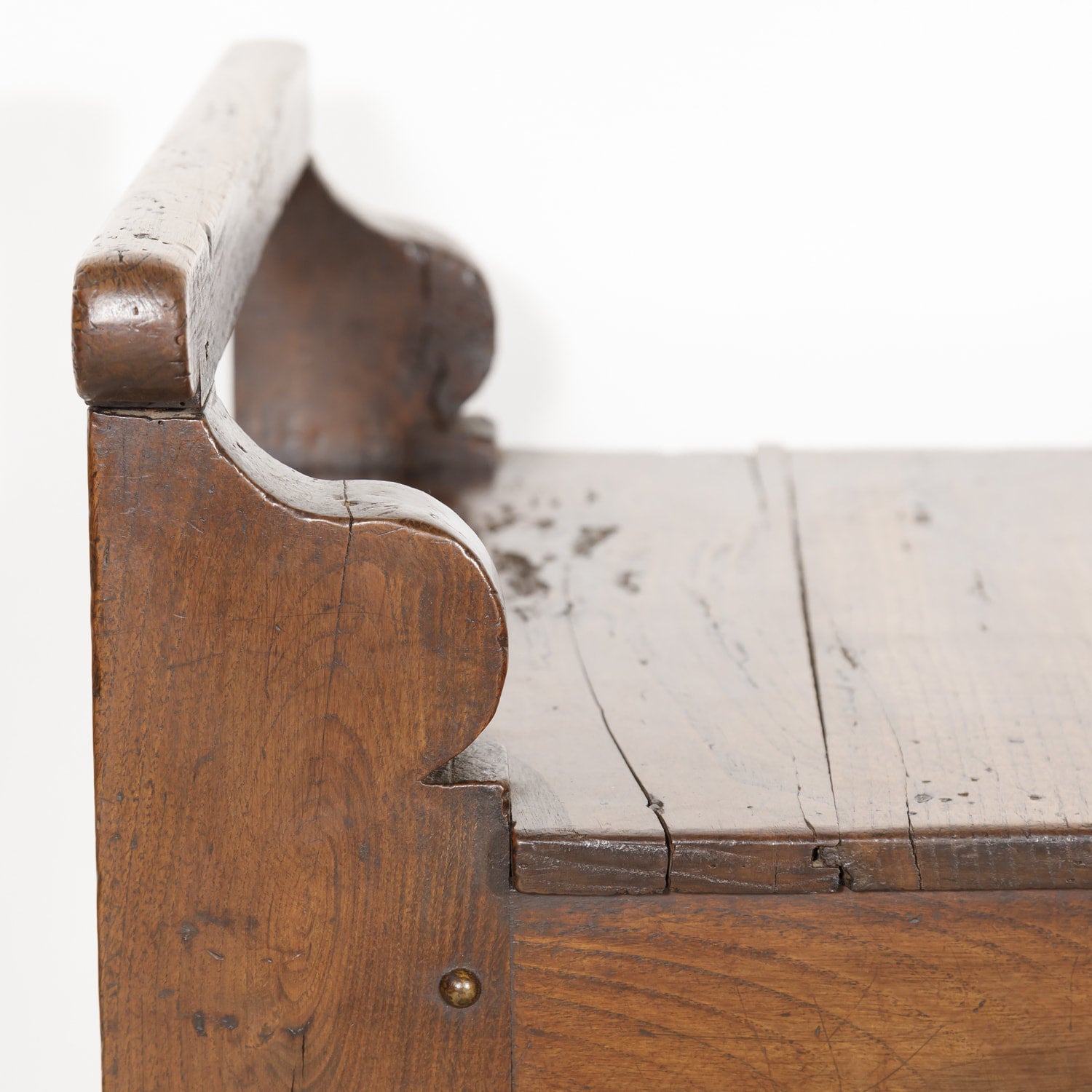 19th Century Country French Louis XIV Style Hall or Window Bench with Storage