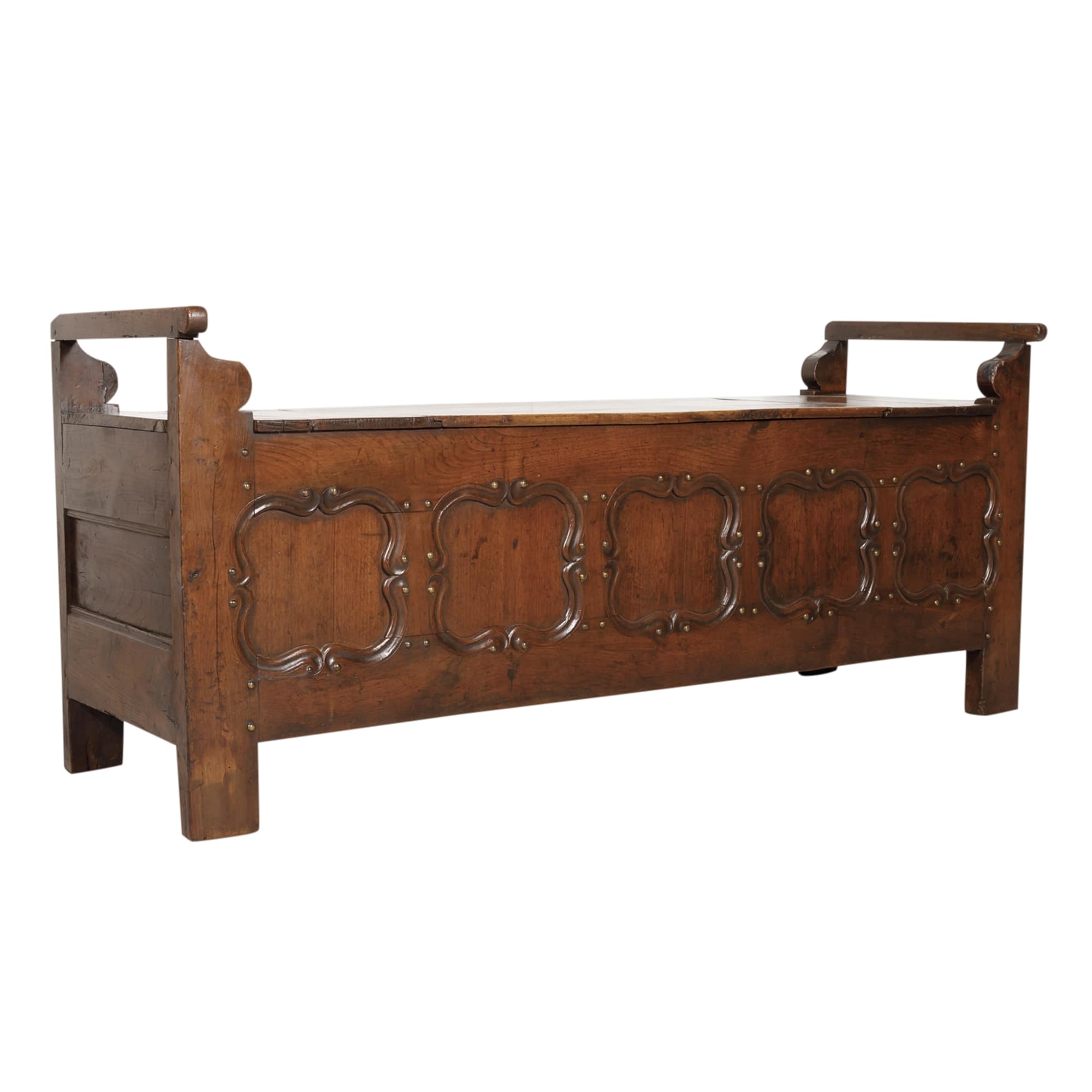 19th Century Country French Louis XIV Style Hall or Window Bench with Storage