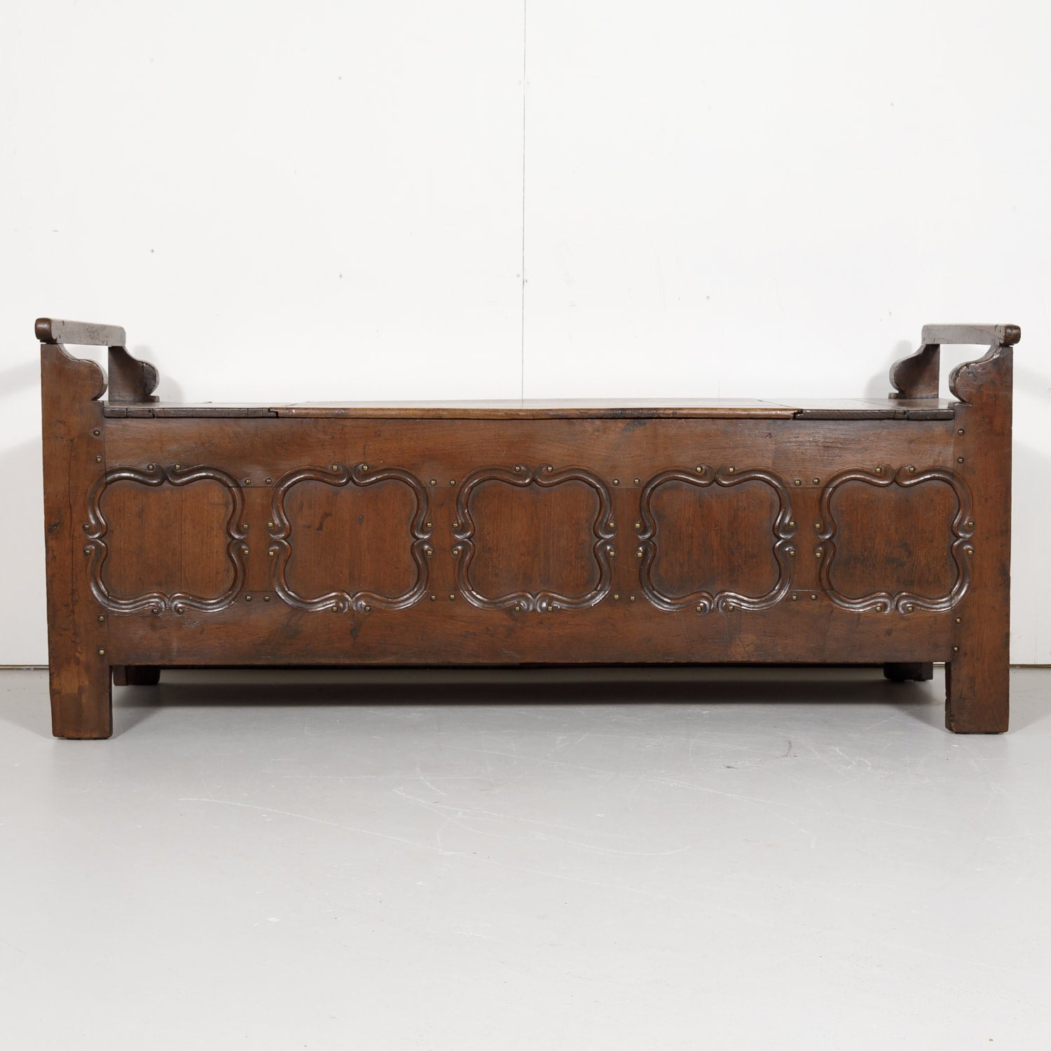 19th Century Country French Louis XIV Style Hall or Window Bench with Storage