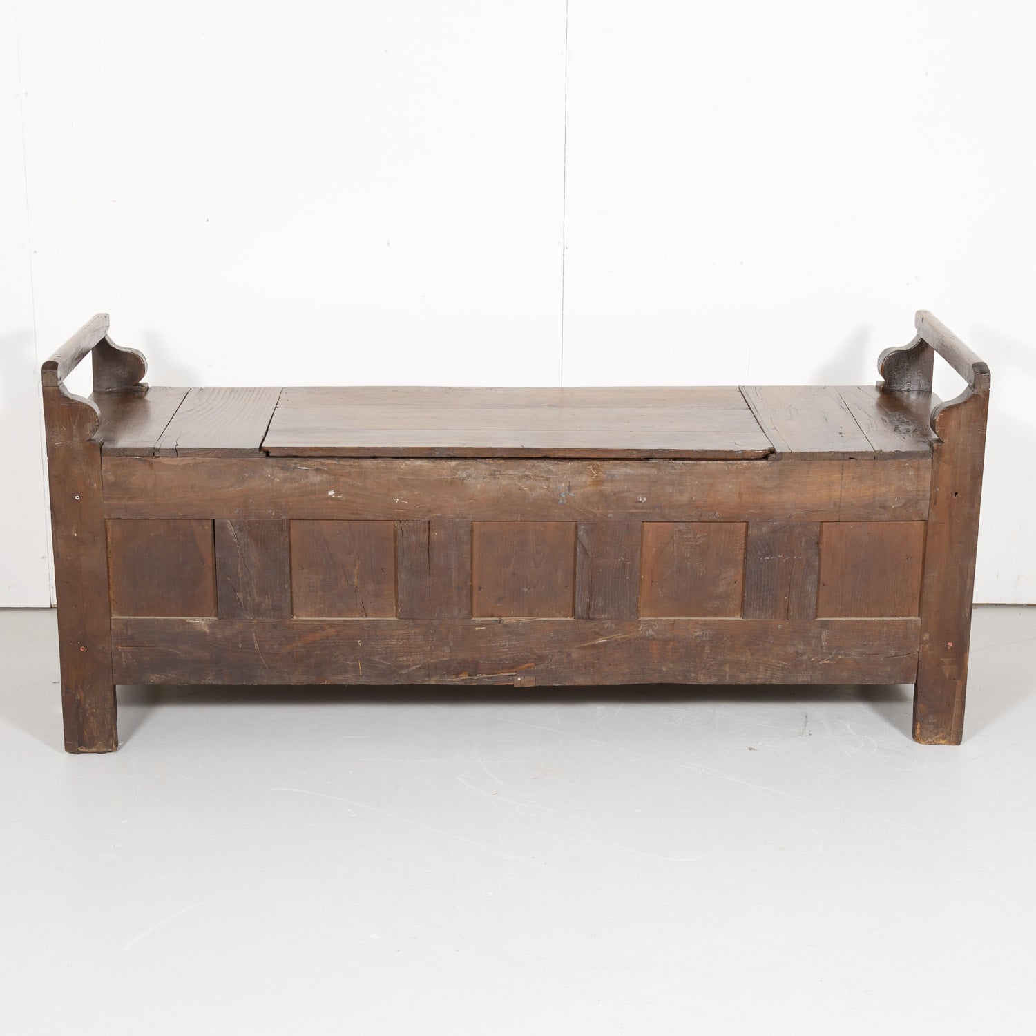 19th Century Country French Louis XIV Style Hall or Window Bench with Storage