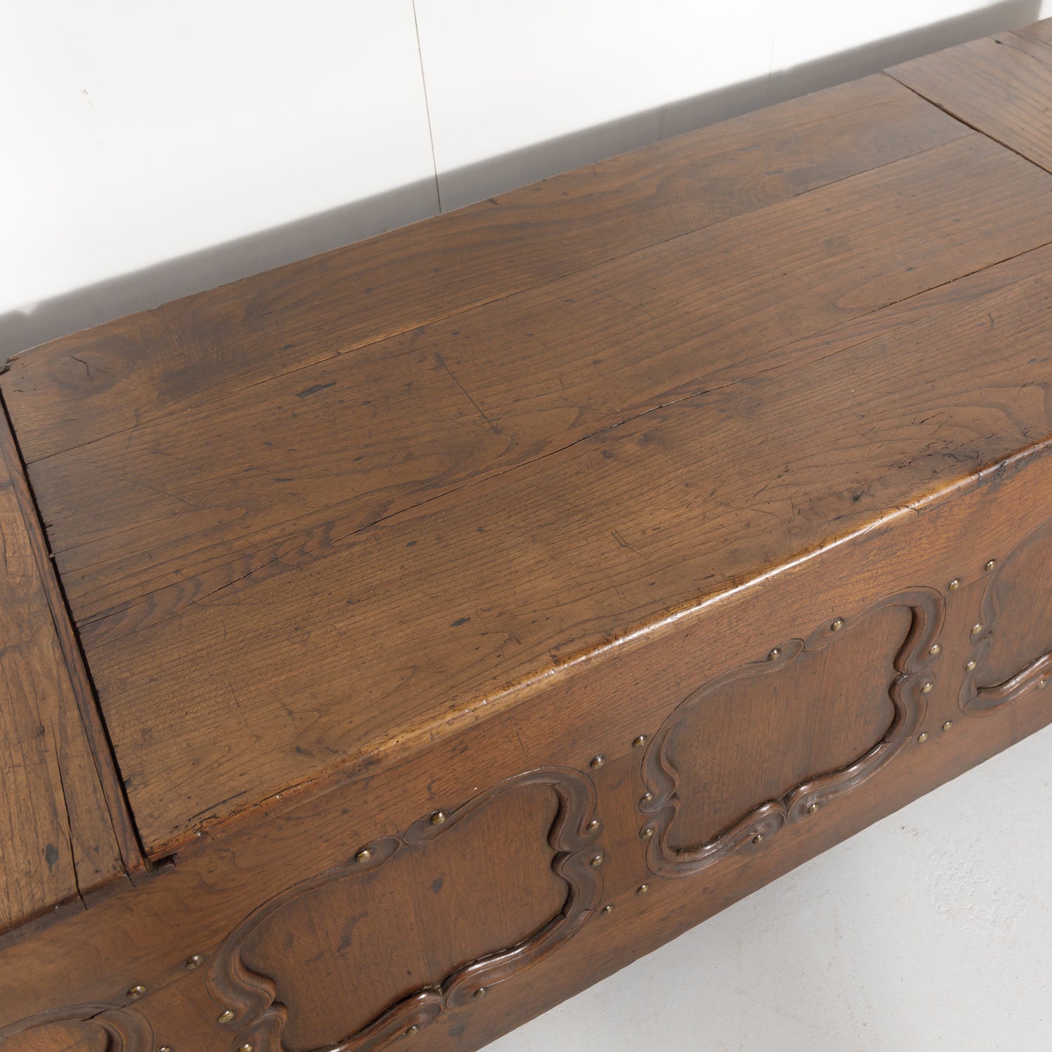 19th Century Country French Louis XIV Style Hall or Window Bench with Storage