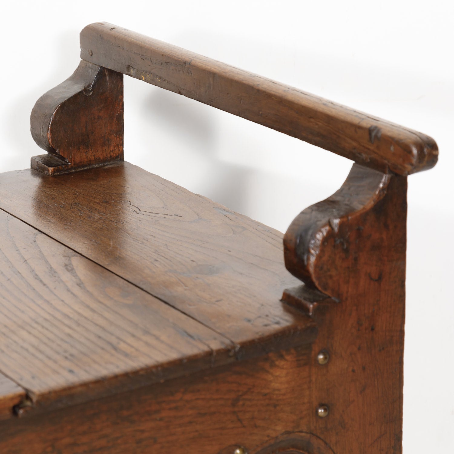 19th Century Country French Louis XIV Style Hall or Window Bench with Storage