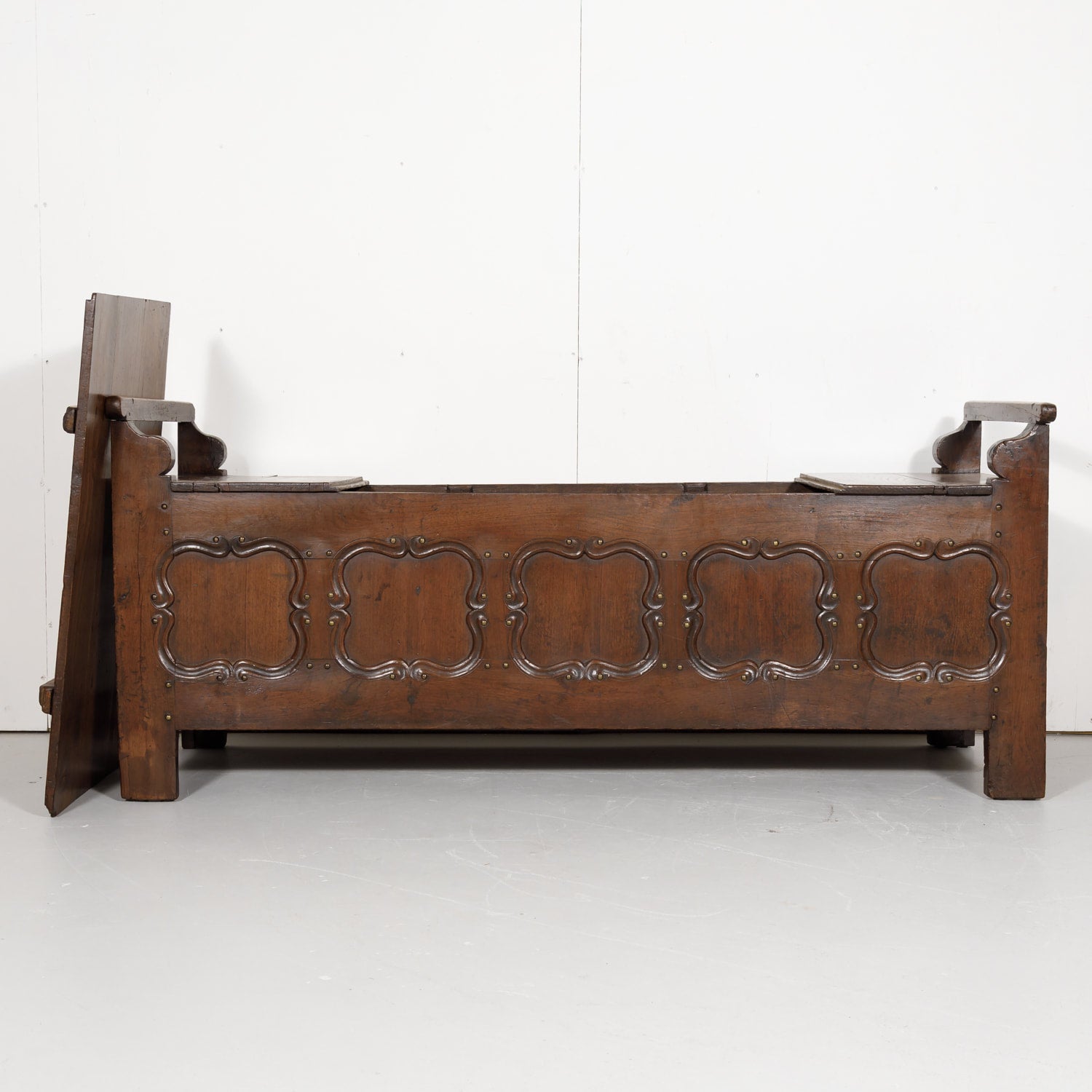 19th Century Country French Louis XIV Style Hall or Window Bench with Storage