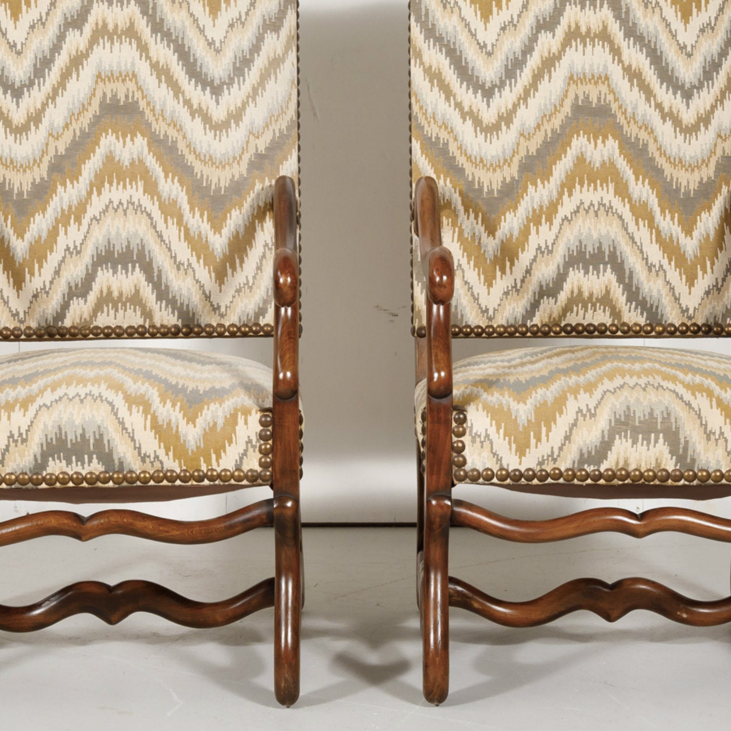 Pair of Late 19th Century French Louis XIII Style Os de Mouton Armchairs