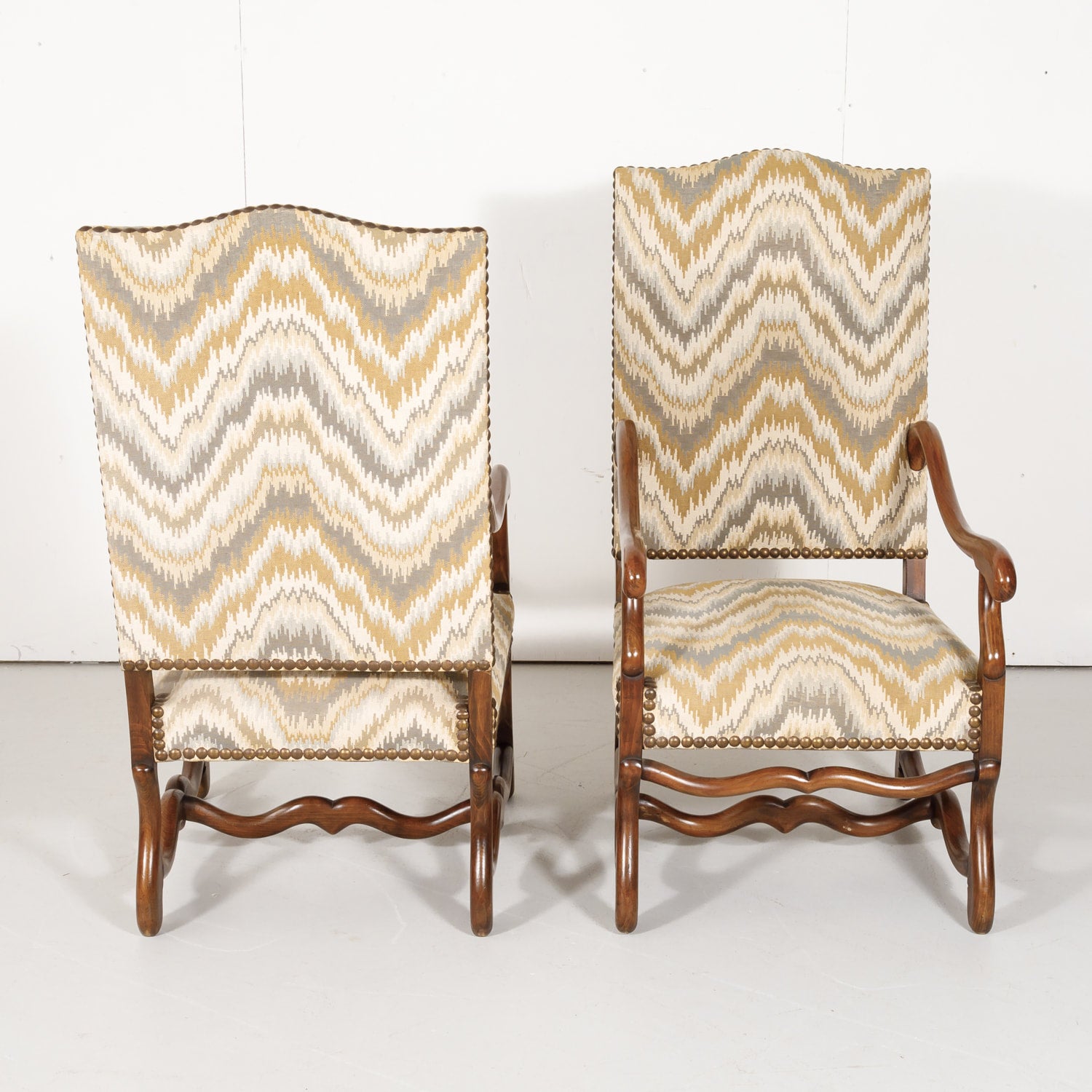 Pair of Late 19th Century French Louis XIII Style Os de Mouton Armchairs