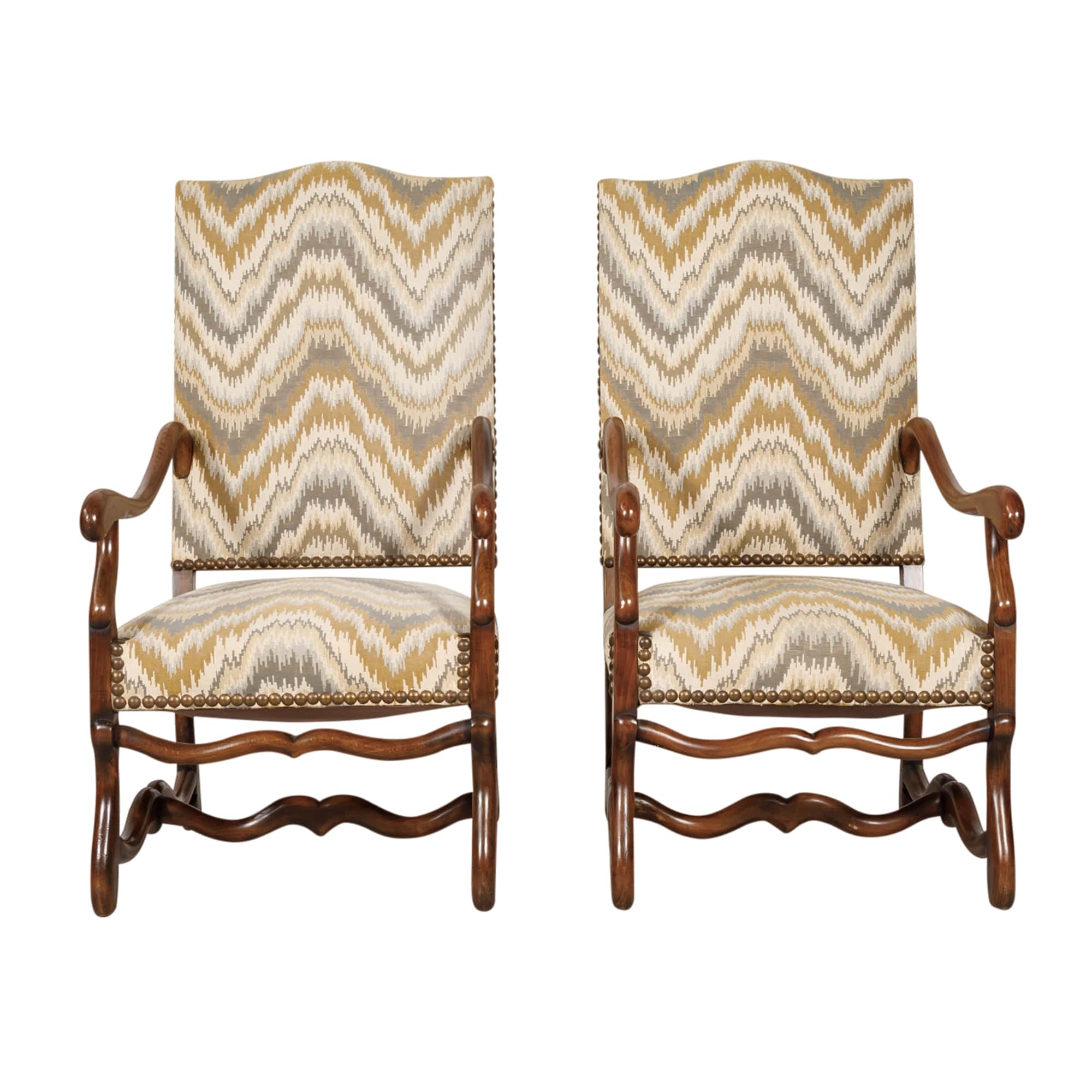 Pair of Late 19th Century French Louis XIII Style Os de Mouton Armchairs