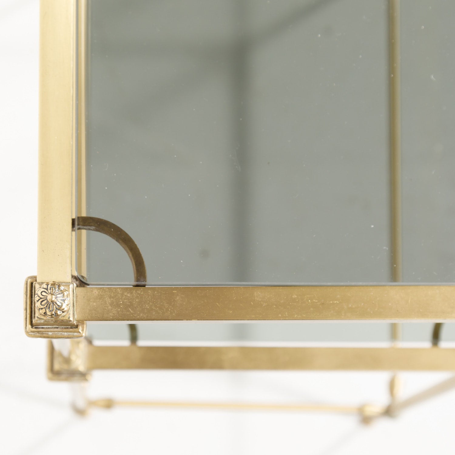 Pair of Vintage French Louis XVI Style Brass and Glass Shelves or Side Tables