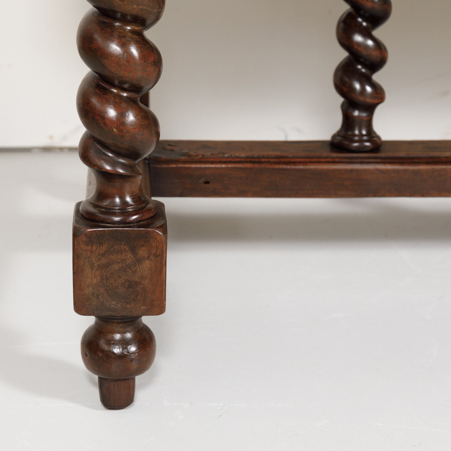 19th Century French Louis XIII Solid Walnut Barley Twist Farm Table