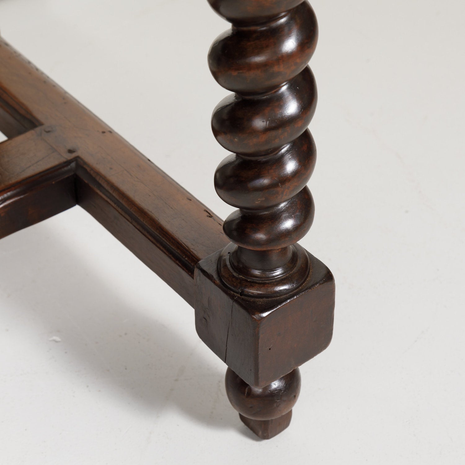 19th Century French Louis XIII Solid Walnut Barley Twist Farm Table