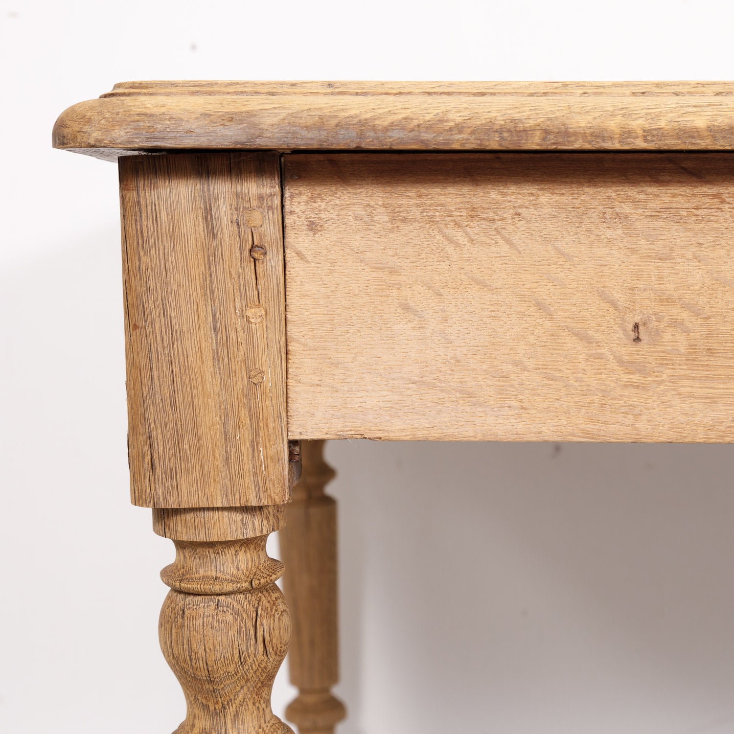 Large 19th Century Bleached Oak French Louis Philippe Period Farm Table