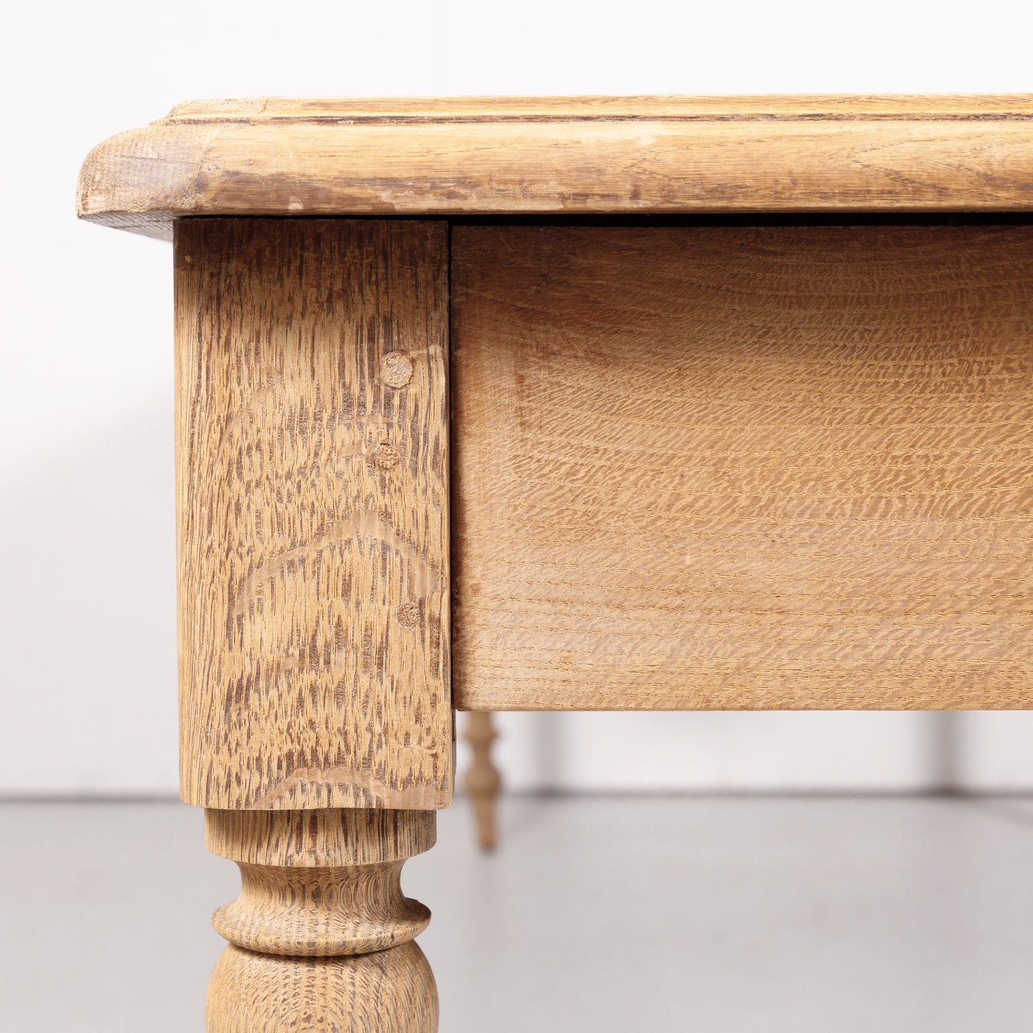 Large 19th Century Bleached Oak French Louis Philippe Period Farm Table