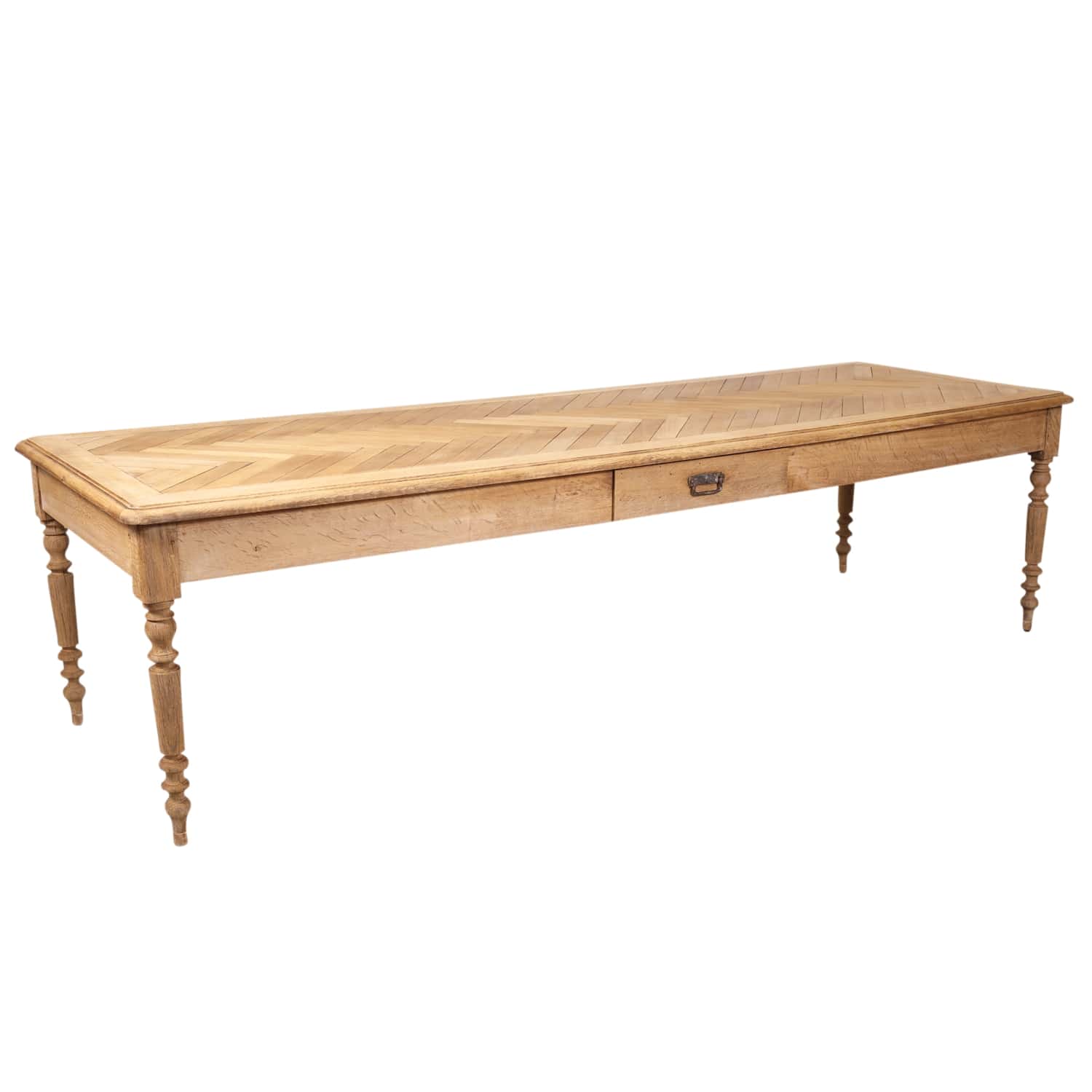 Large 19th Century Bleached Oak French Louis Philippe Period Farm Table