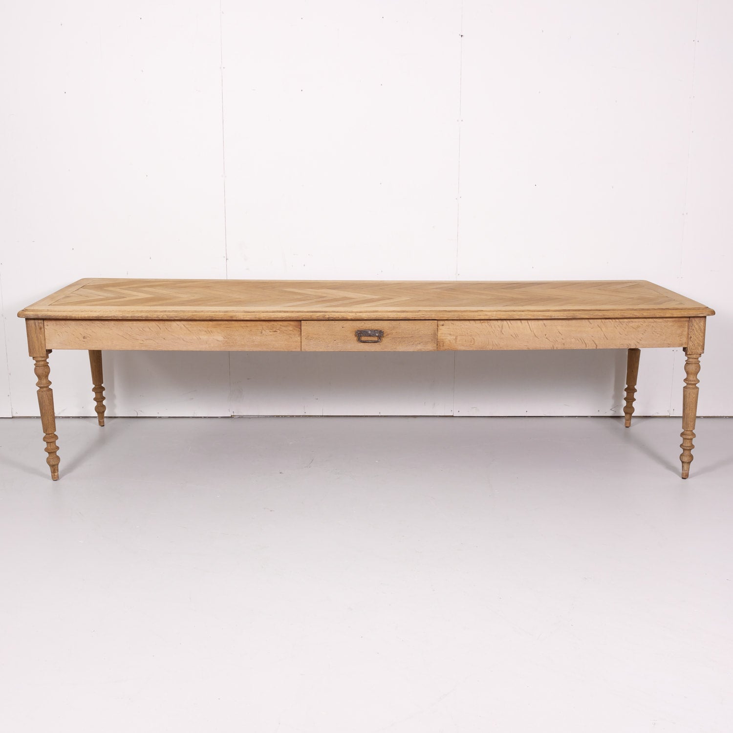 Large 19th Century Bleached Oak French Louis Philippe Period Farm Table