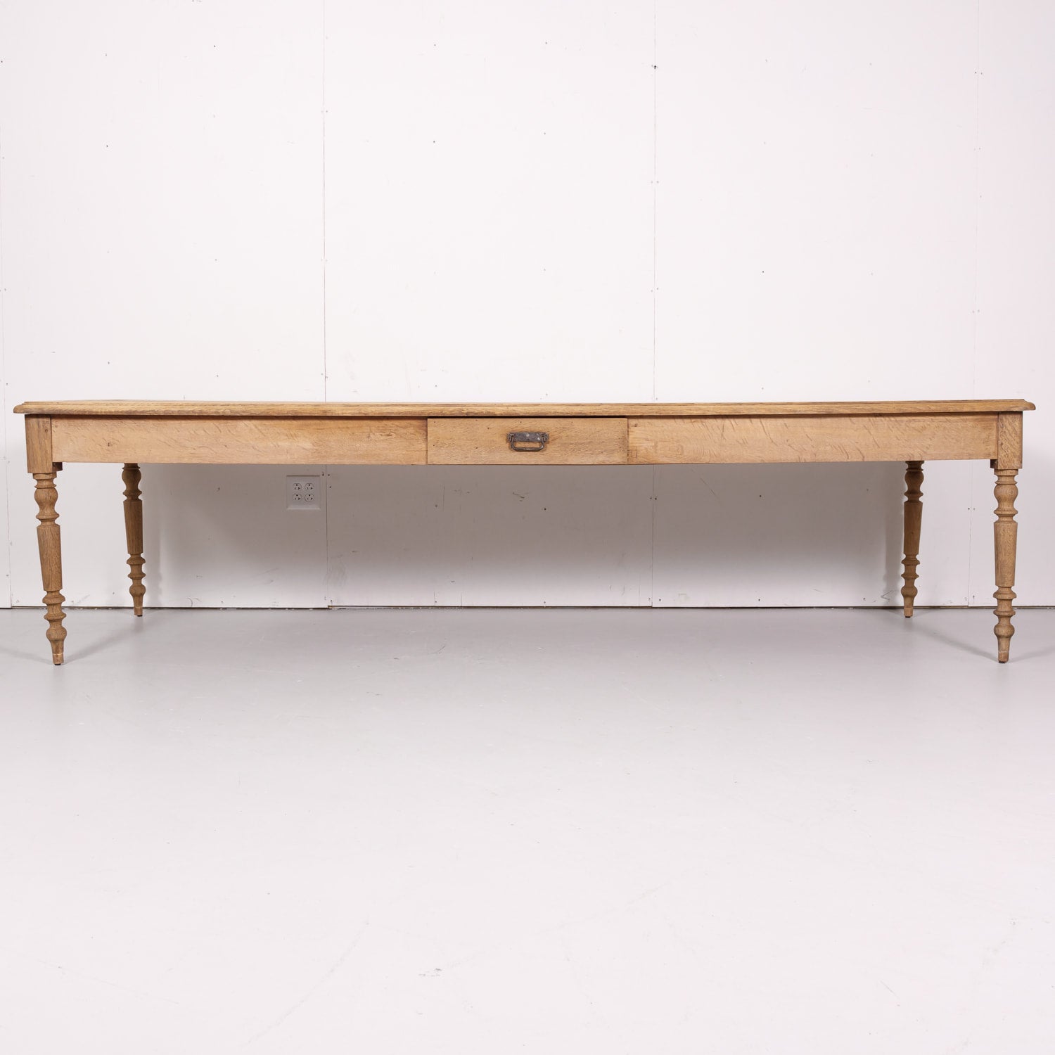 Large 19th Century Bleached Oak French Louis Philippe Period Farm Table