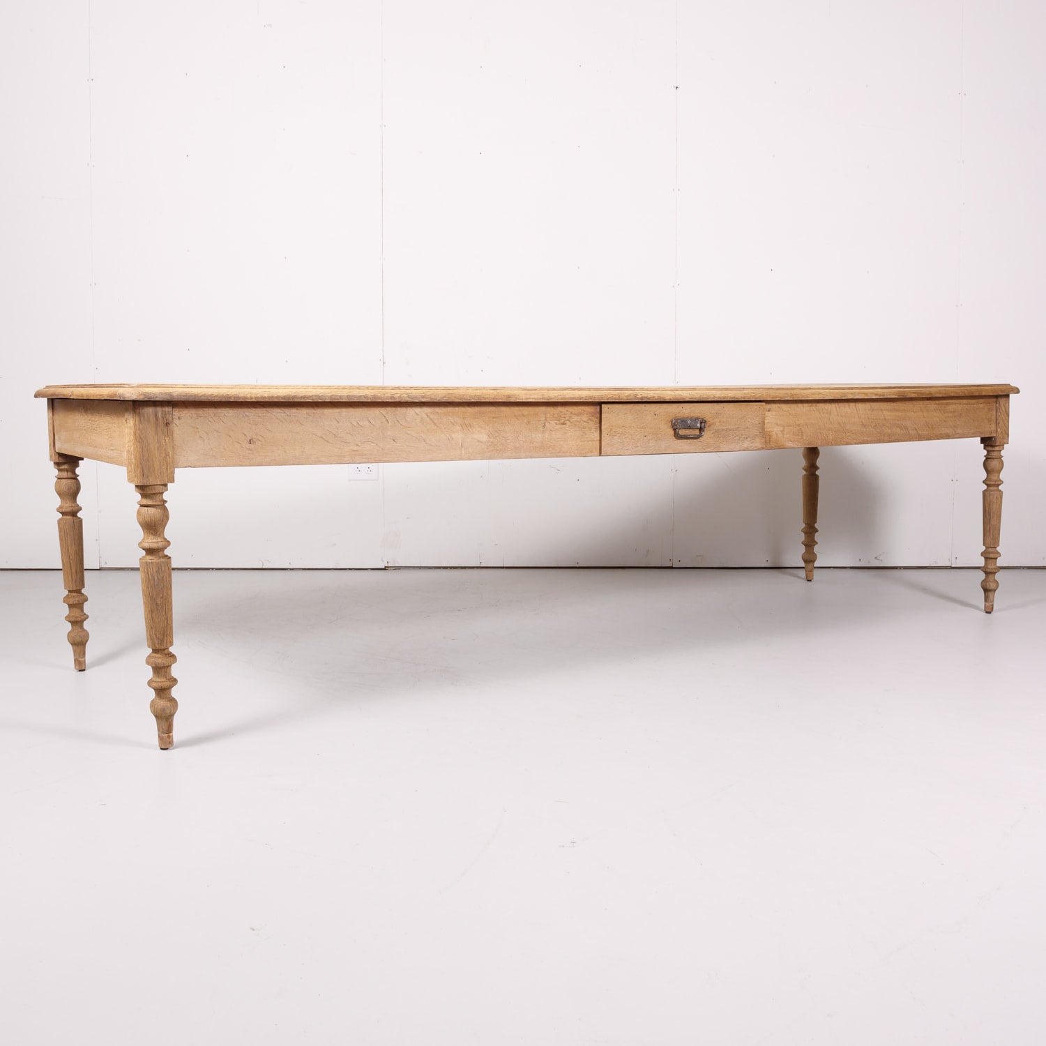 Large 19th Century Bleached Oak French Louis Philippe Period Farm Table