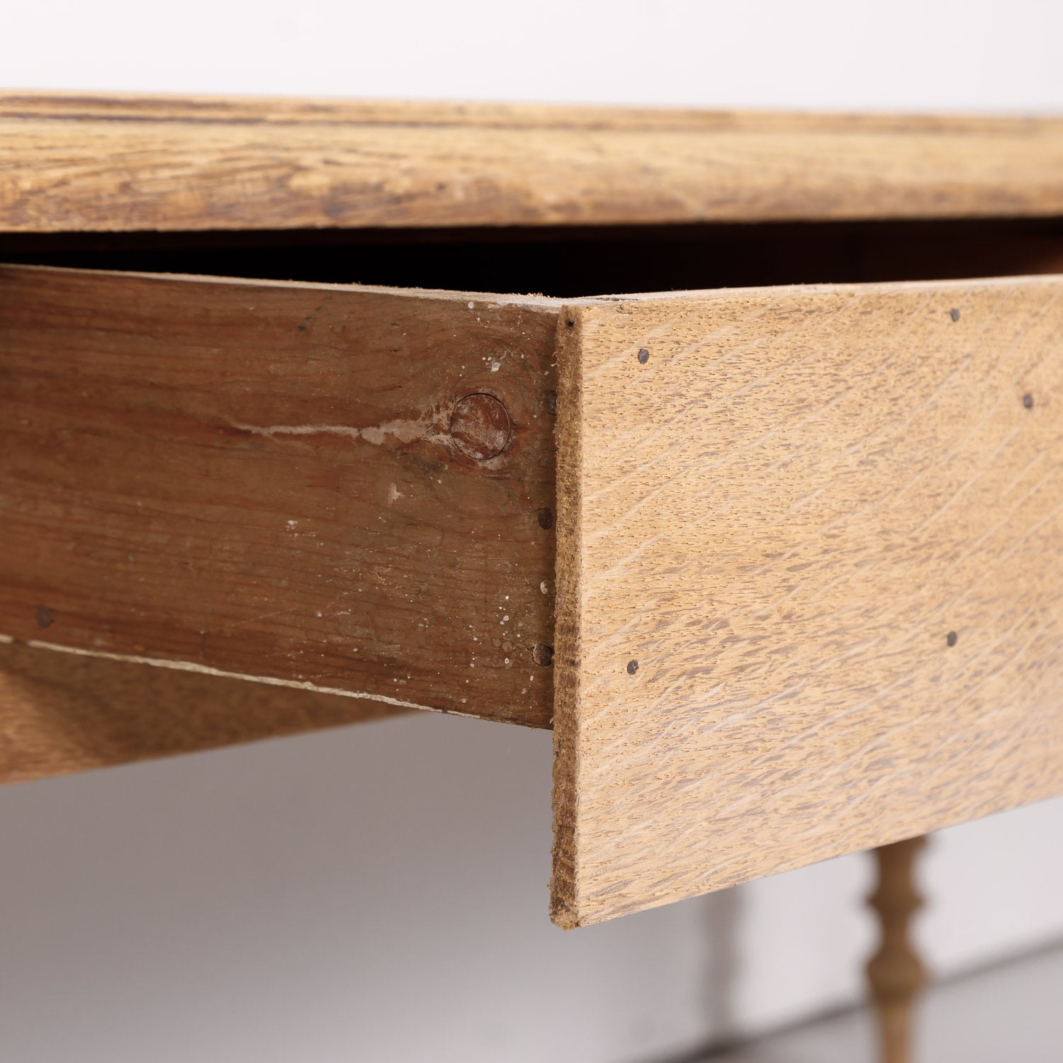 Large 19th Century Bleached Oak French Louis Philippe Period Farm Table