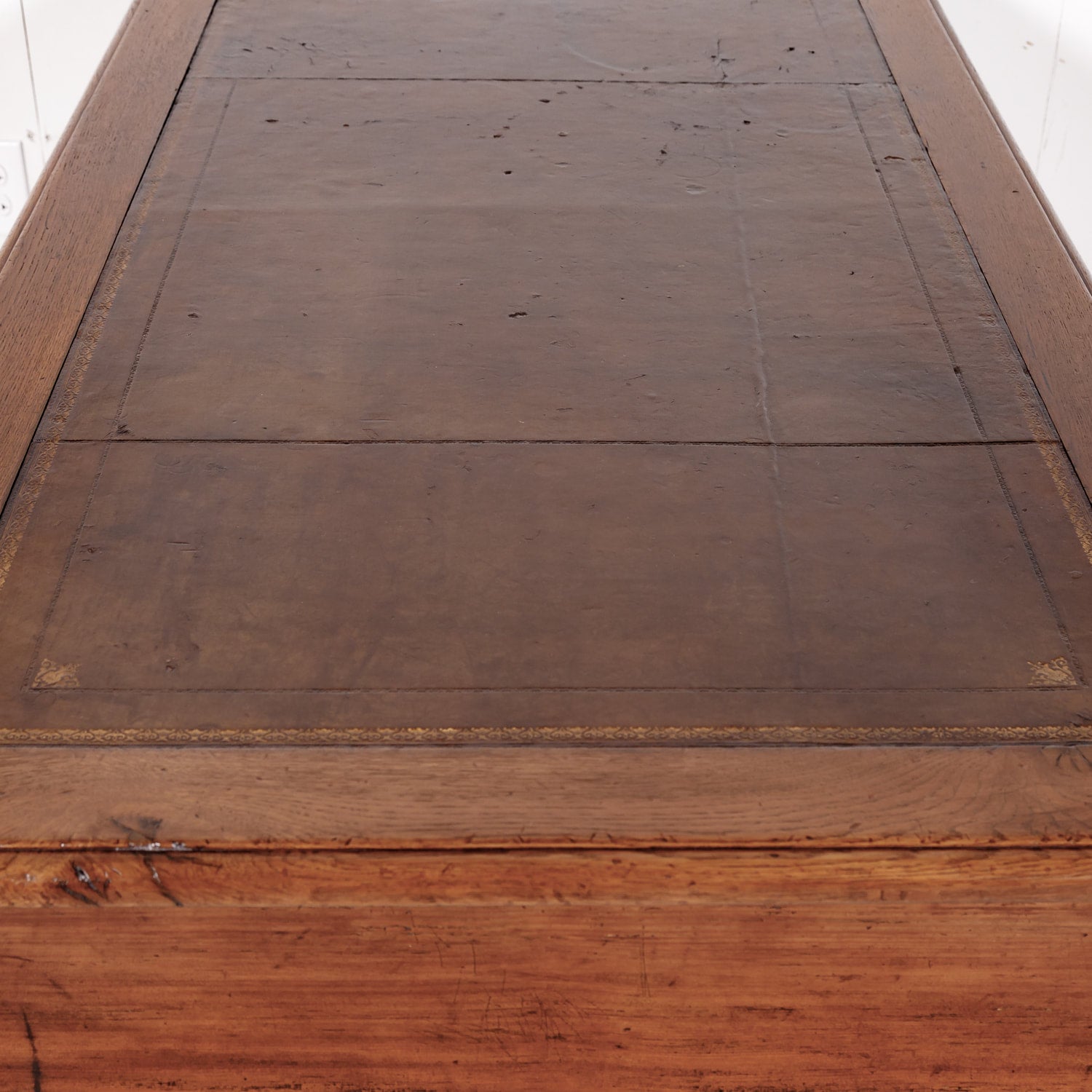 18th Century Louis XV-Louis XVI Transition Period Desk with Tooled Leather Top