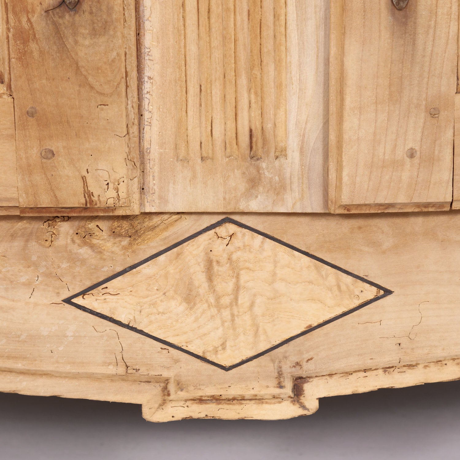 Early 19th Century French Country Louis XV Style Bleached Cherry Buffet with Fruitwood Inlay