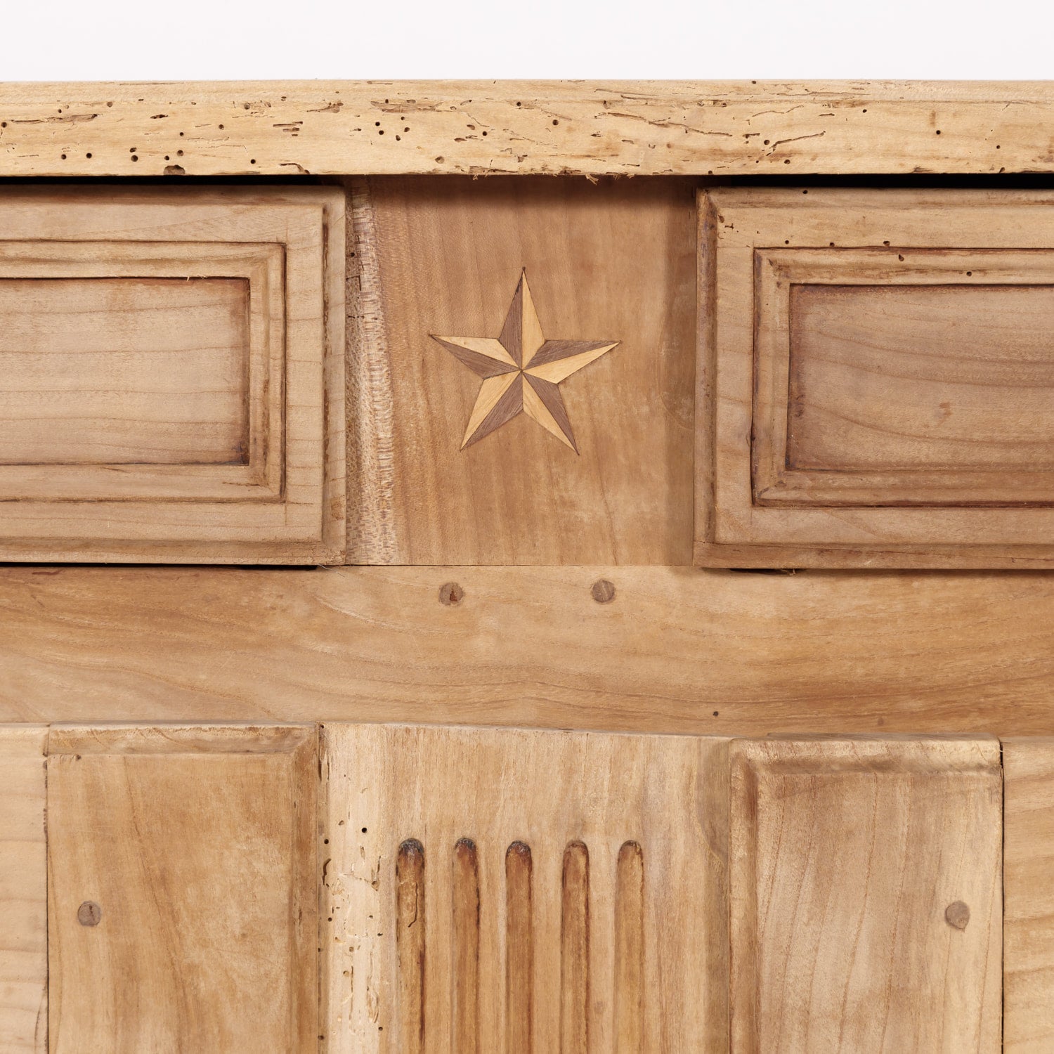 Early 19th Century French Country Louis XV Style Bleached Cherry Buffet with Fruitwood Inlay