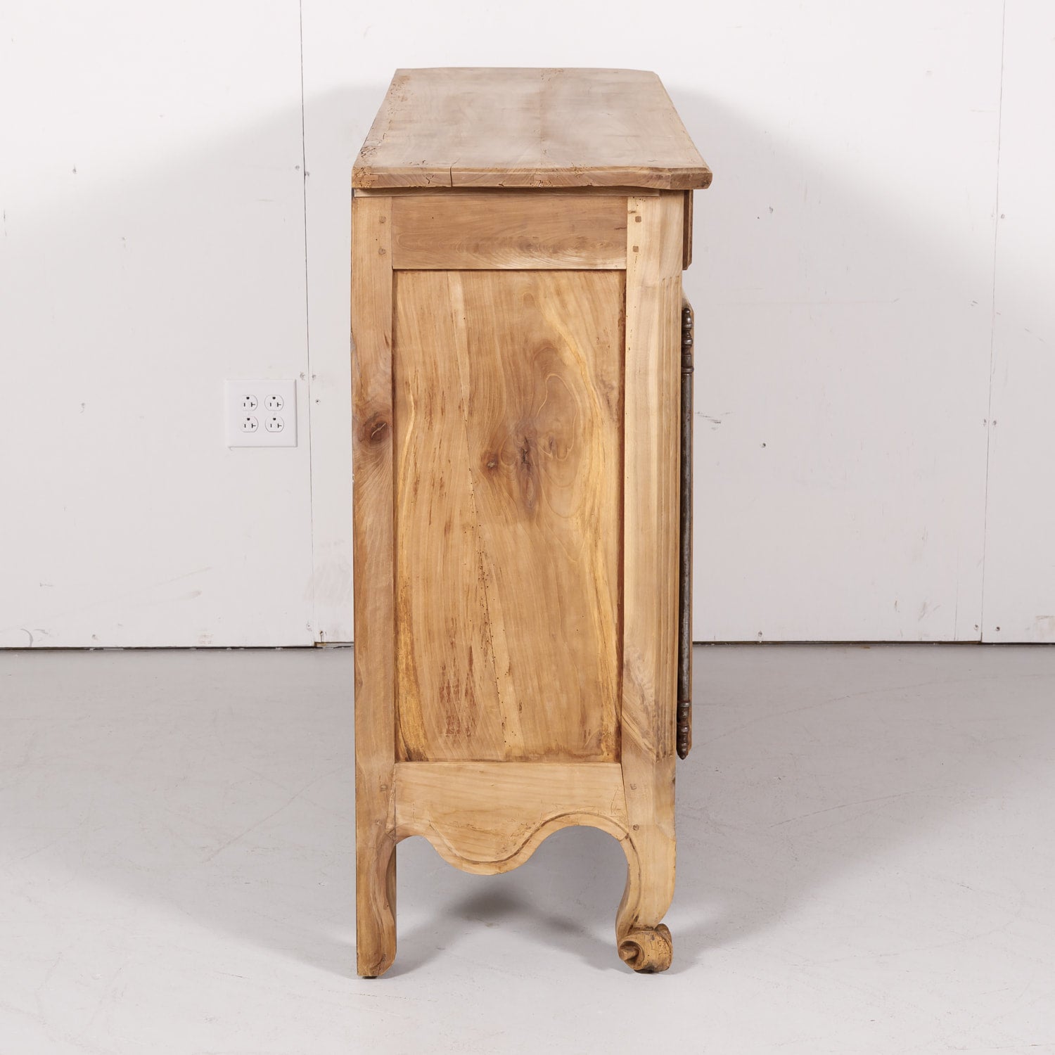 Early 19th Century French Country Louis XV Style Bleached Cherry Buffet with Fruitwood Inlay