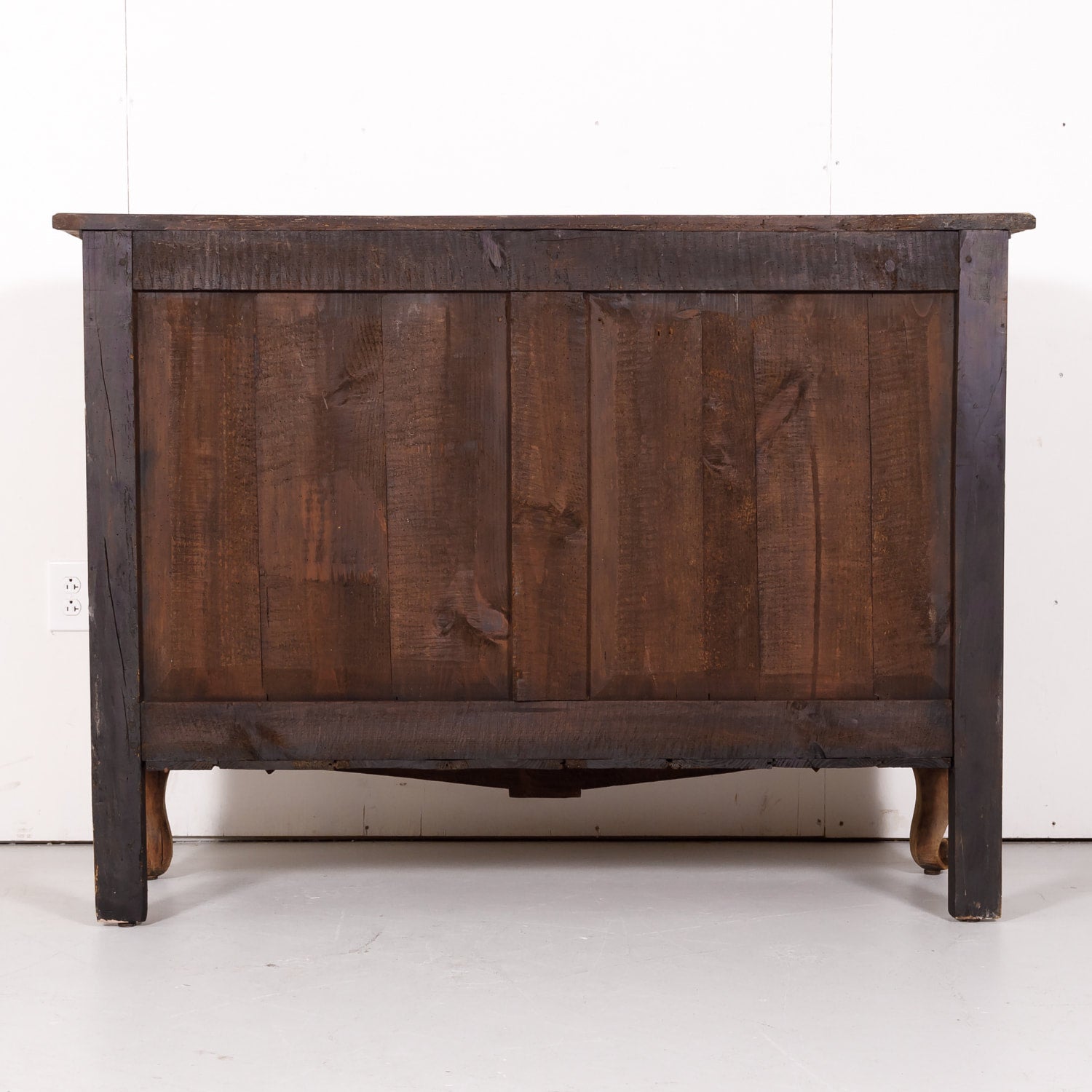 Early 19th Century French Country Louis XV Style Bleached Cherry Buffet with Fruitwood Inlay