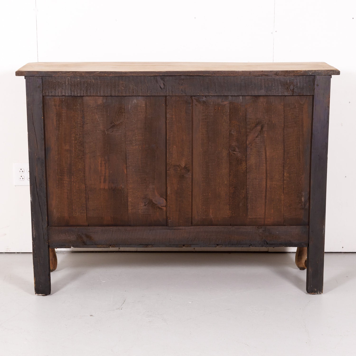 Early 19th Century French Country Louis XV Style Bleached Cherry Buffet with Fruitwood Inlay