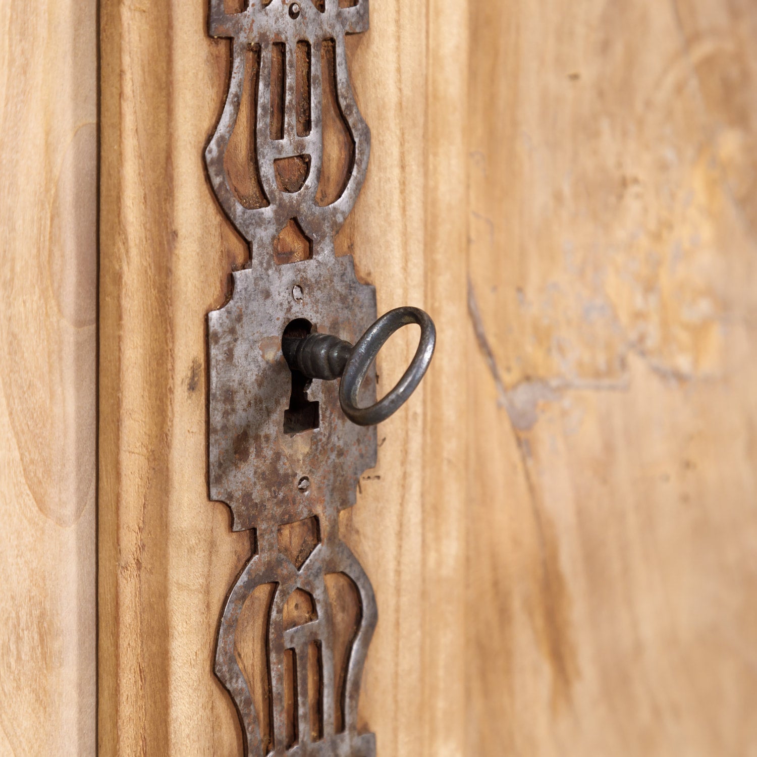 Early 19th Century French Country Louis XV Style Bleached Cherry Buffet with Fruitwood Inlay