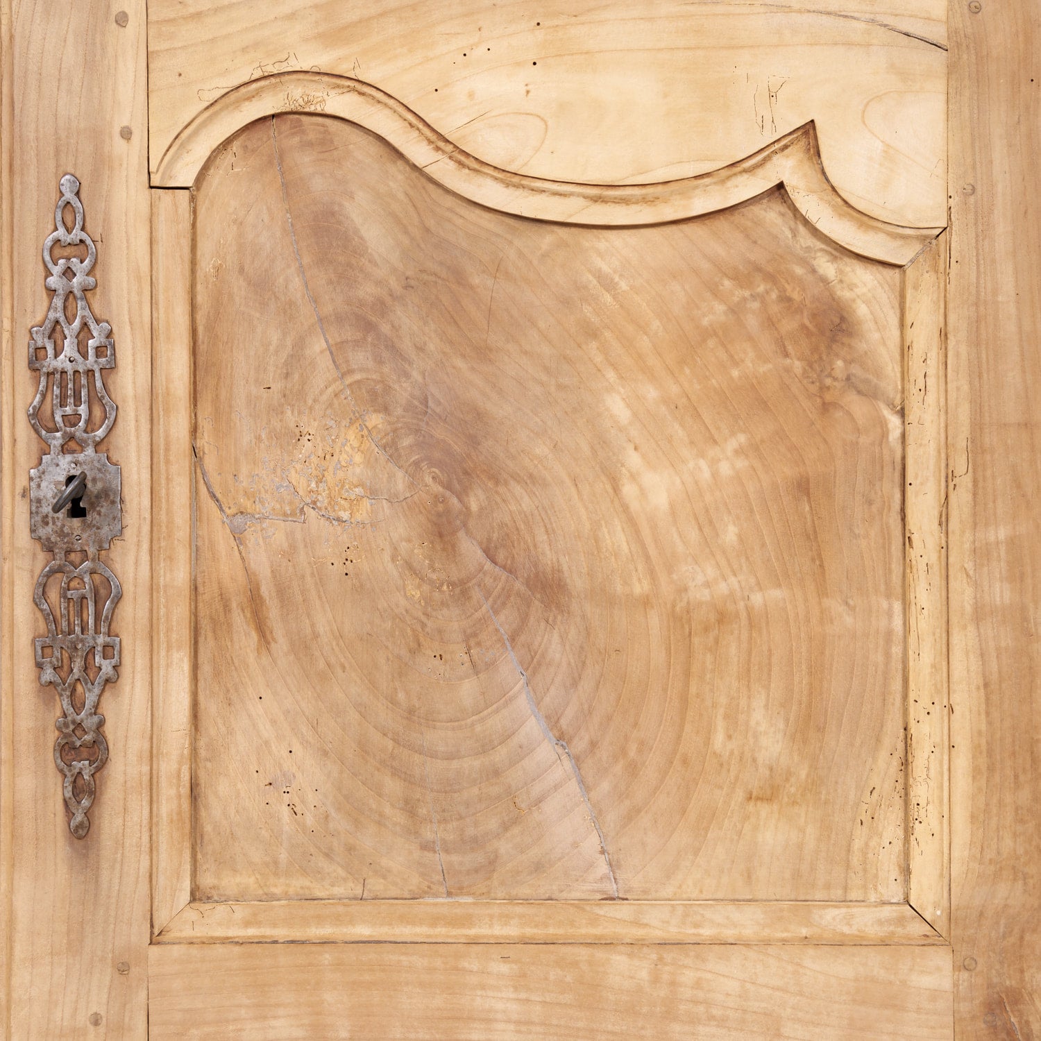 Early 19th Century French Country Louis XV Style Bleached Cherry Buffet with Fruitwood Inlay