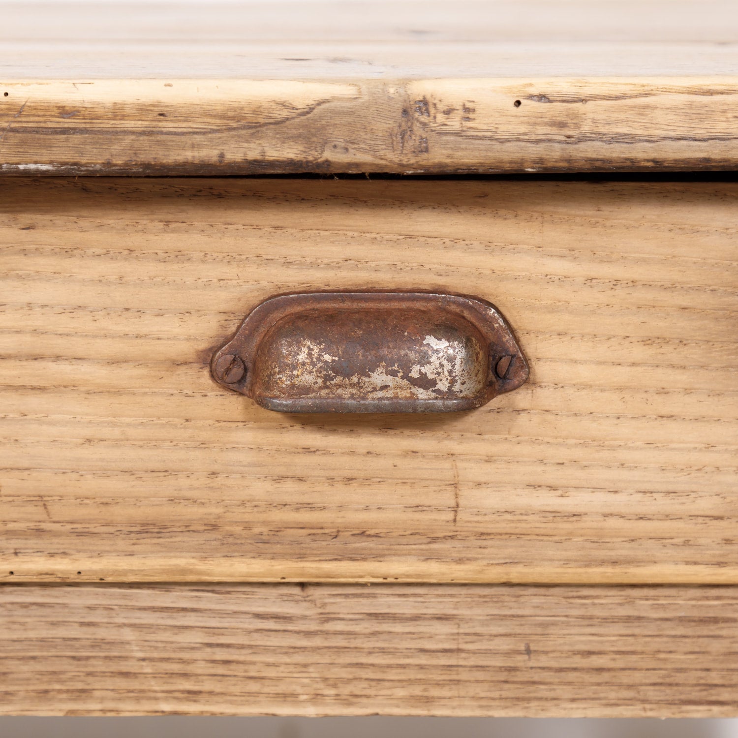 Early 19th Century Country French Bleached Oak Coffee Table with Drawers