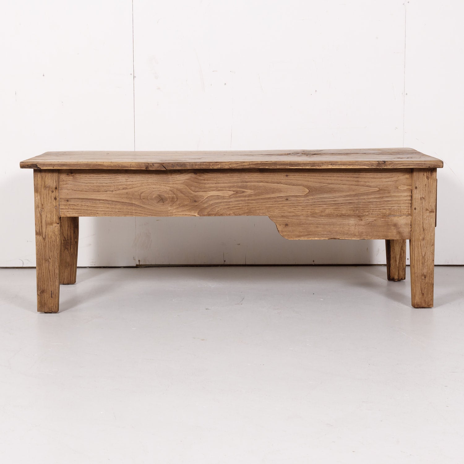 Early 19th Century Country French Bleached Oak Coffee Table with Drawers