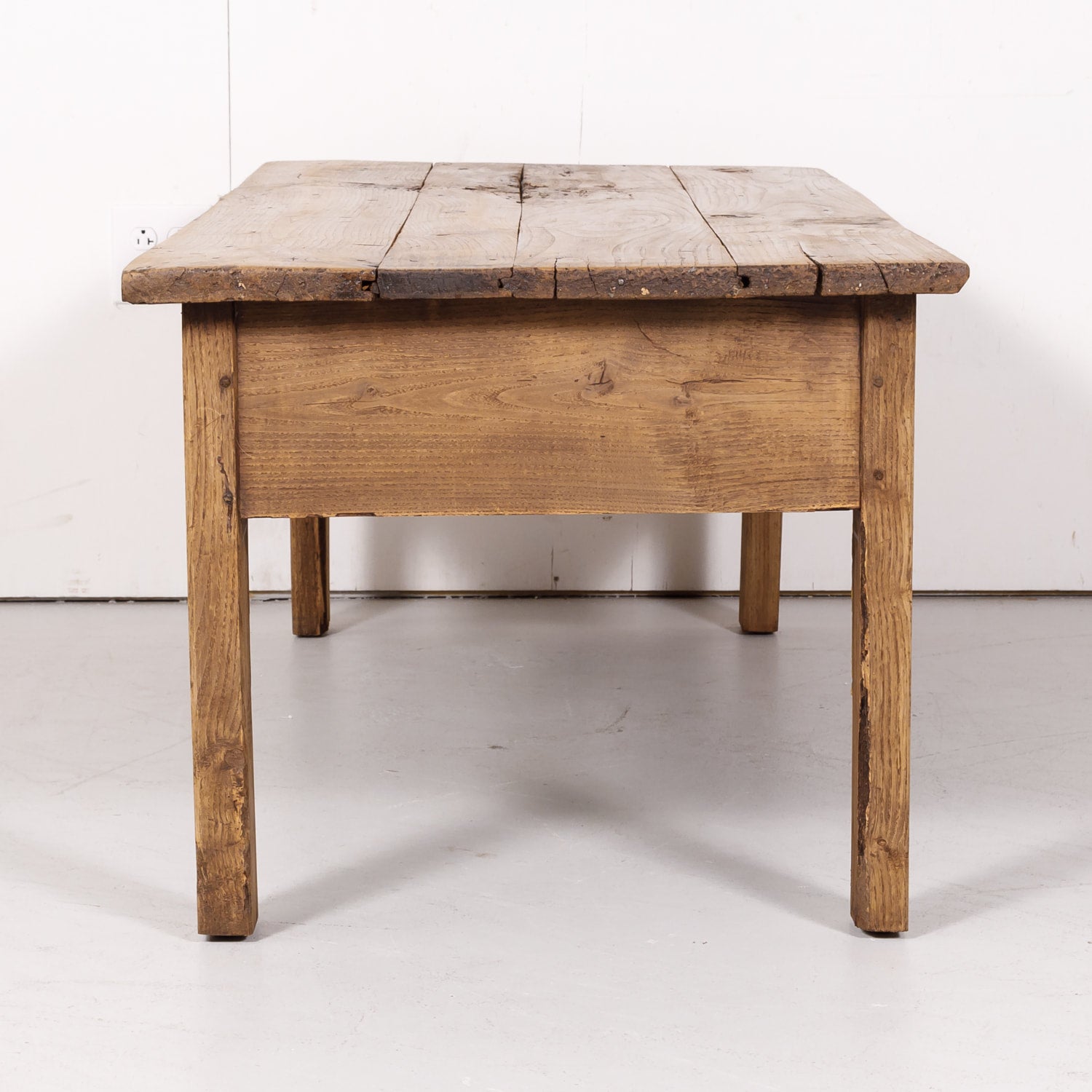 Early 19th Century Country French Bleached Oak Coffee Table with Drawers