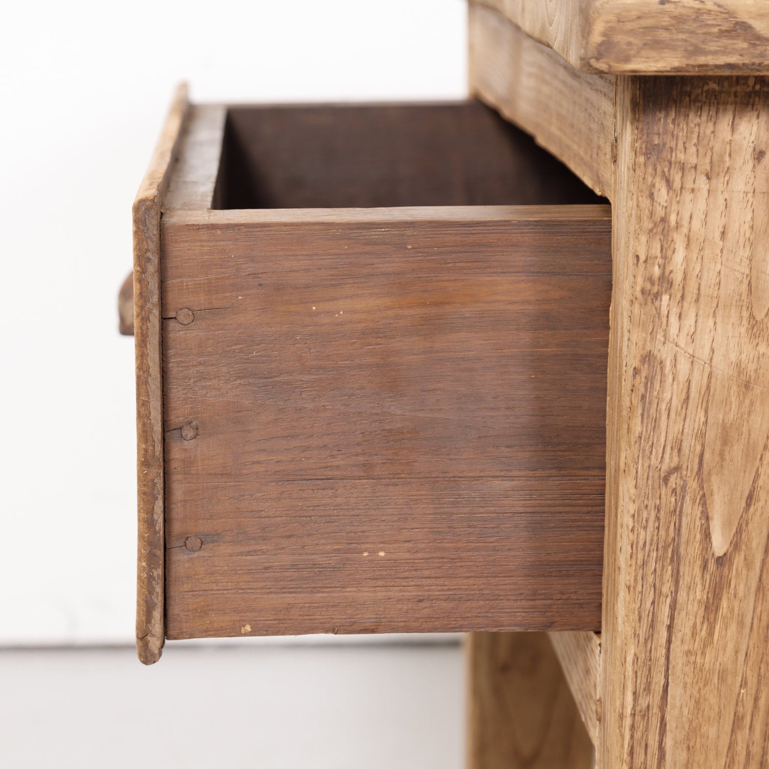 Early 19th Century Country French Bleached Oak Coffee Table with Drawers