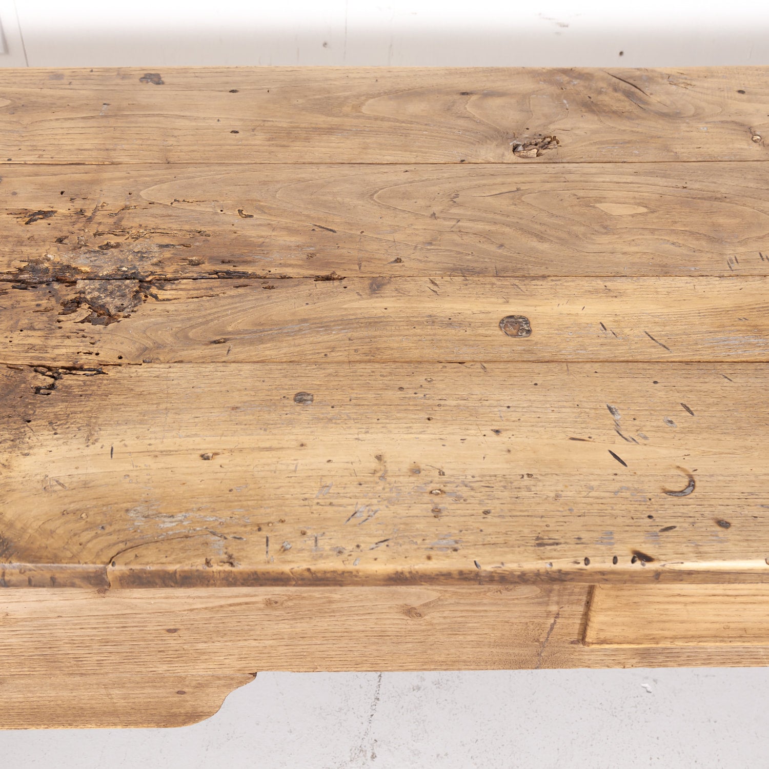 Early 19th Century Country French Bleached Oak Coffee Table with Drawers