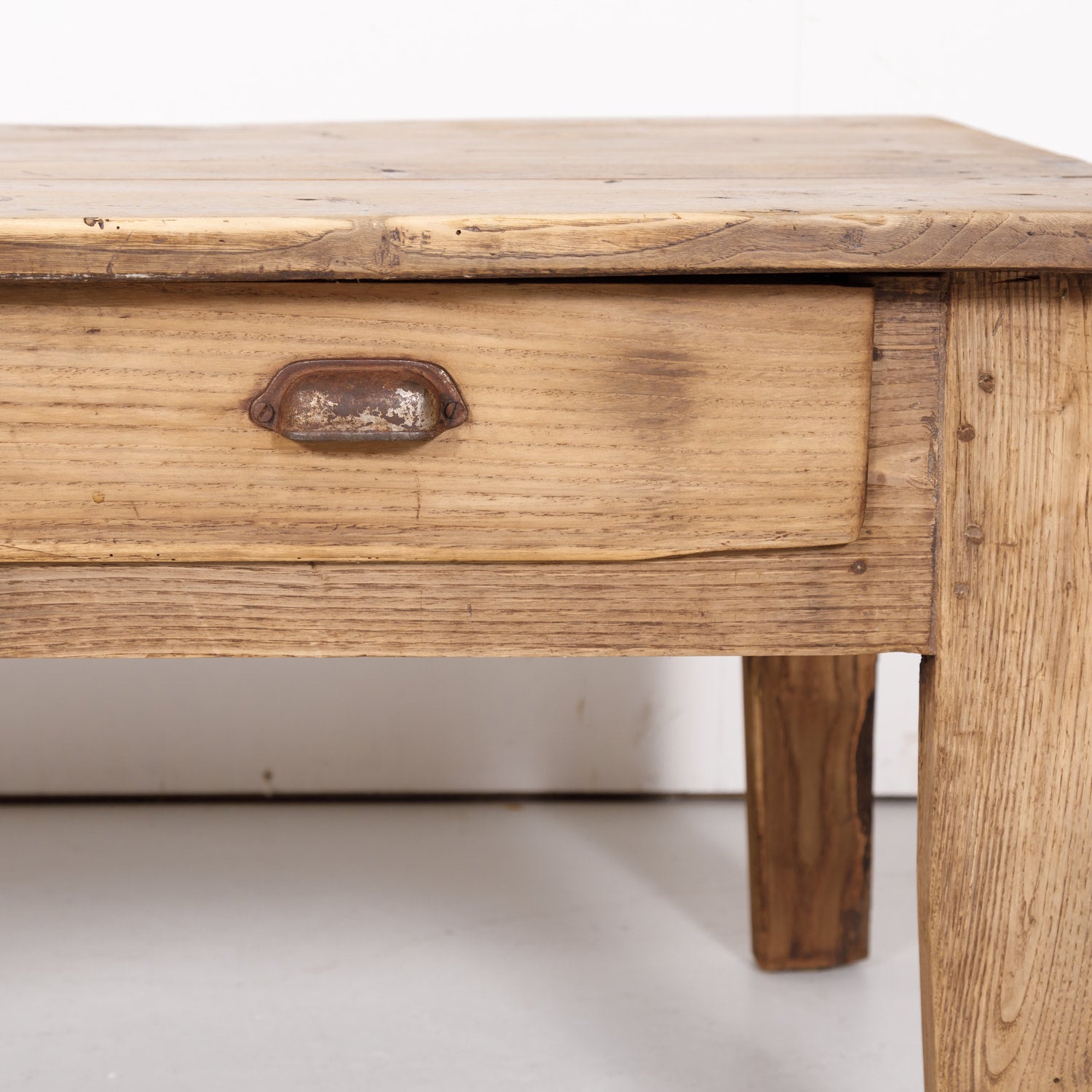 Early 19th Century Country French Bleached Oak Coffee Table with Drawers