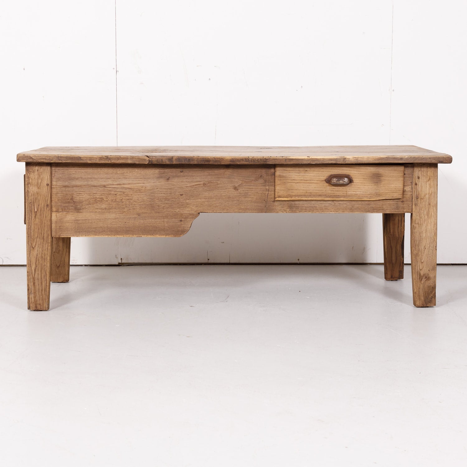 Early 19th Century Country French Bleached Oak Coffee Table with Drawers