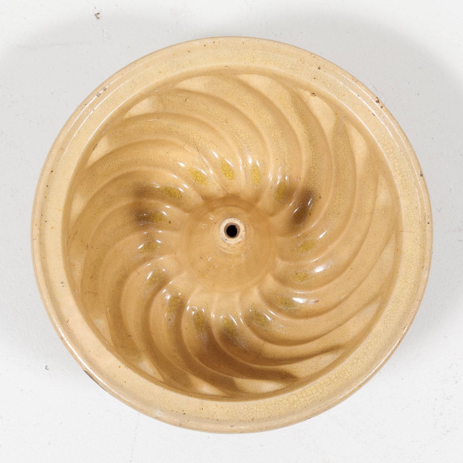 19th Century French Alsatian Terracotta Yellow Ware Kouglof Bundt Cake Mold