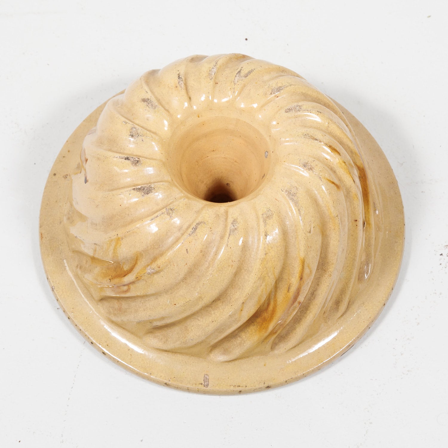 19th Century French Alsatian Terracotta Yellow Ware Kouglof Bundt Cake Mold